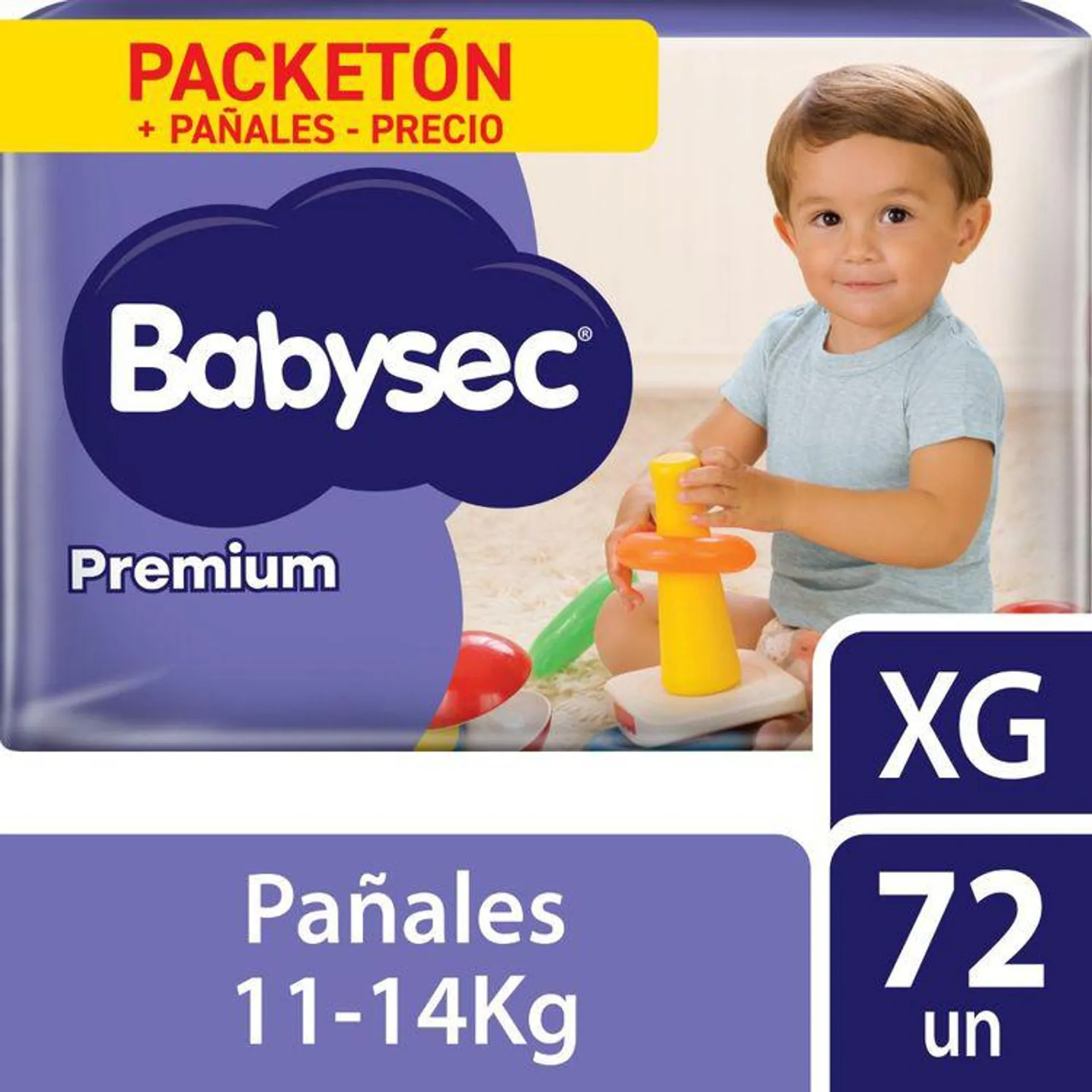 Pañales para Bebé Babysec Premium Talla XG 72un