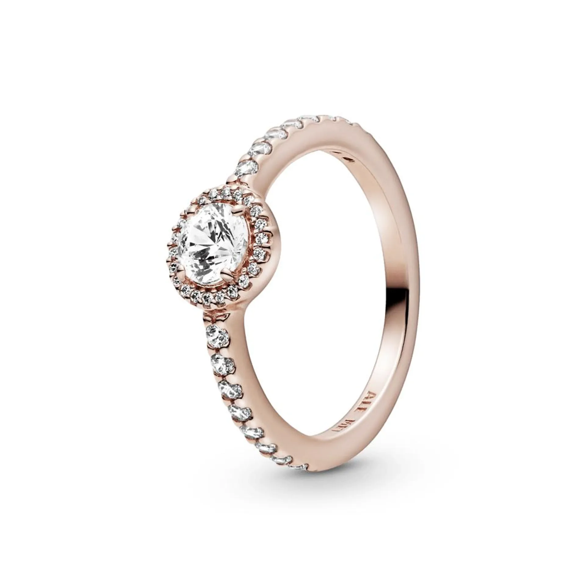 Anillo Clásico Con Halo Brillante Recubrimiento en Oro Rosa de 14k