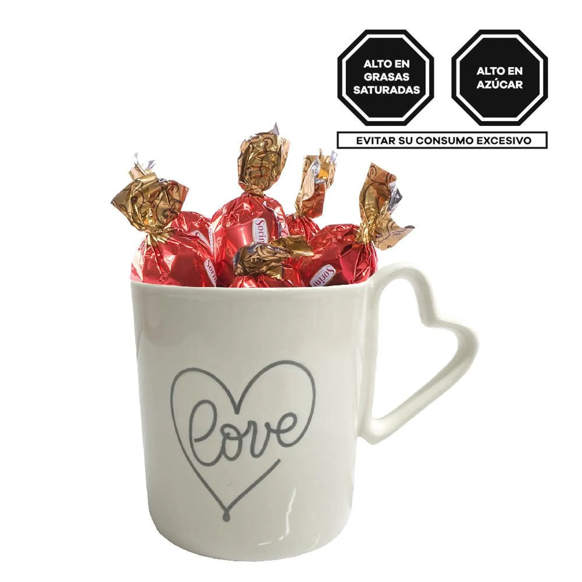 Taza Corazón Love con Chocolates Sorini