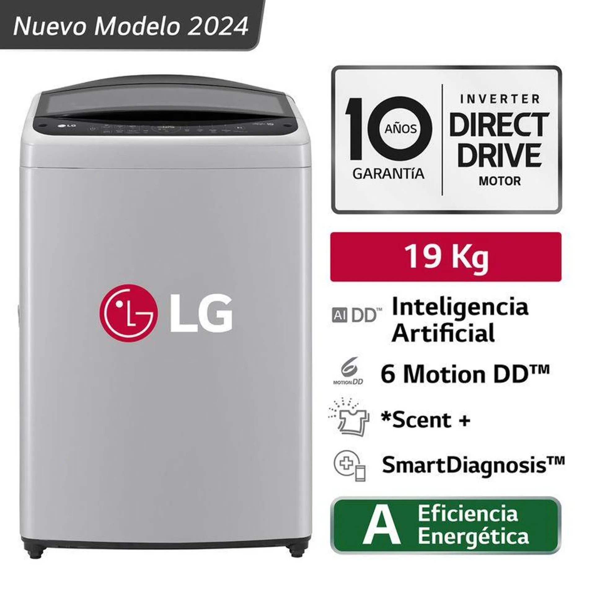 Lavadora Carga Superior LG WT19DV6T AI DD 19 KG Gris