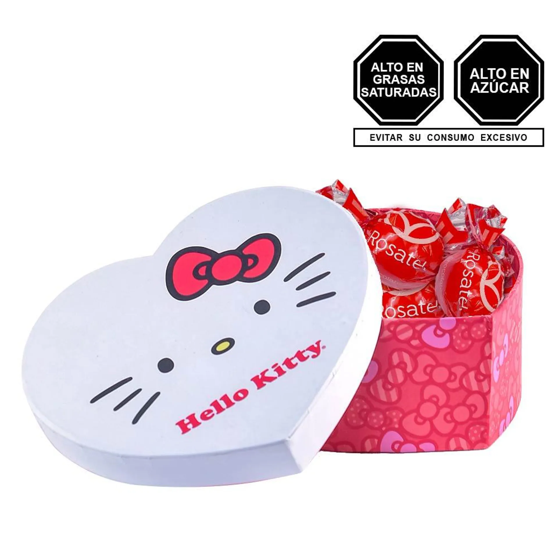 Caja Corazón Lazos Hello Kitty con Chocolates Cacaosuyo