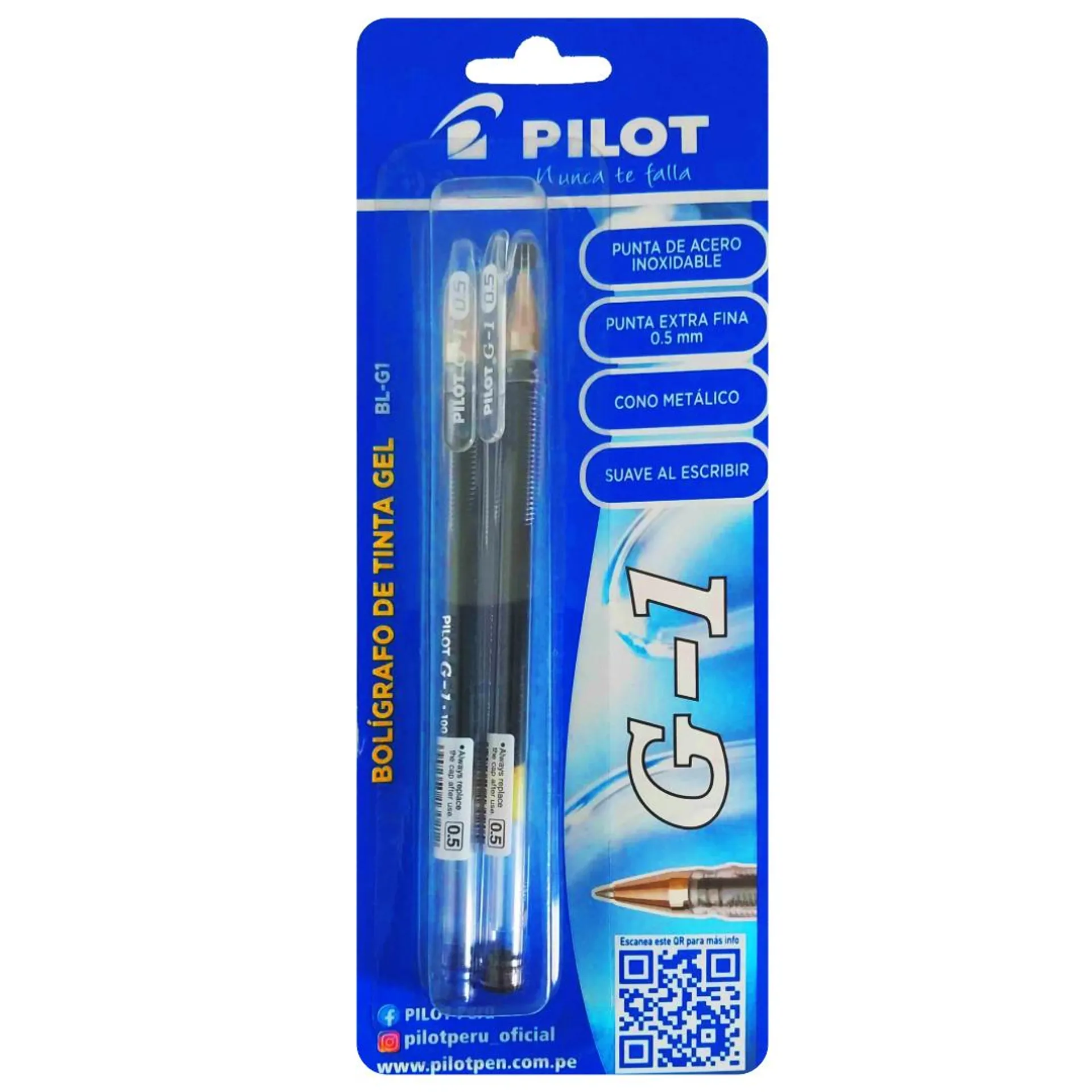 Boligrafo Pilot Tinta Gel G1 x2 Blister (Azul,Negro)