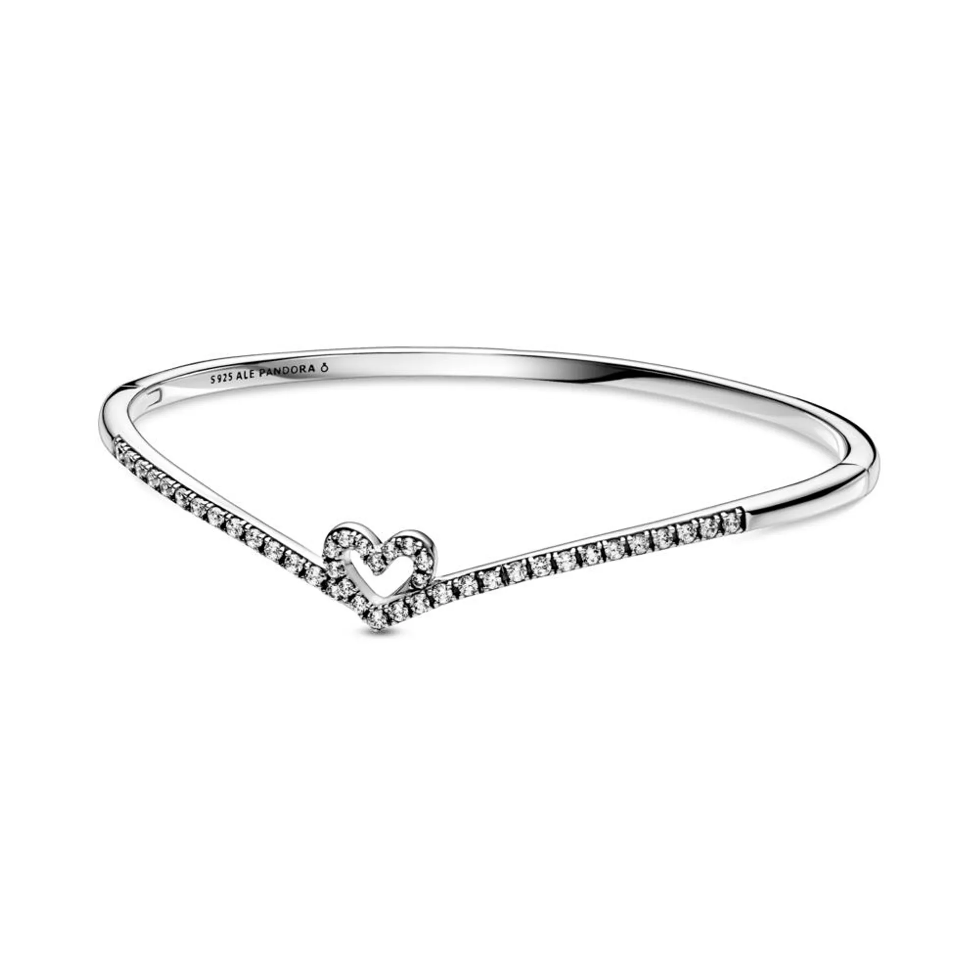 Brazalete rígido Hueso de los deseos con corazón reluciente