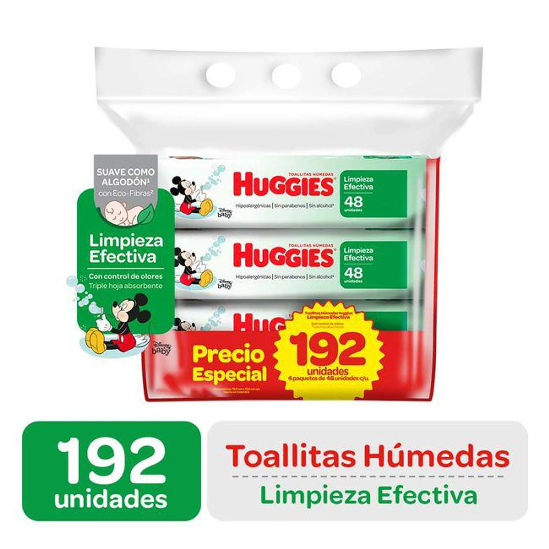 Toallitas Húmedas HUGGIES Limpieza Efectiva Paquete 192un