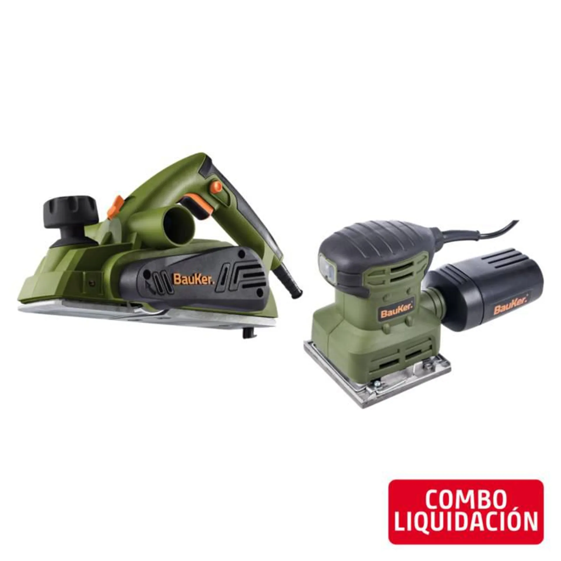 Combo Cepillo Eléctrico 900w Bauker + Lijadora Orbital Eléctrica 1/4" 220W Bauker