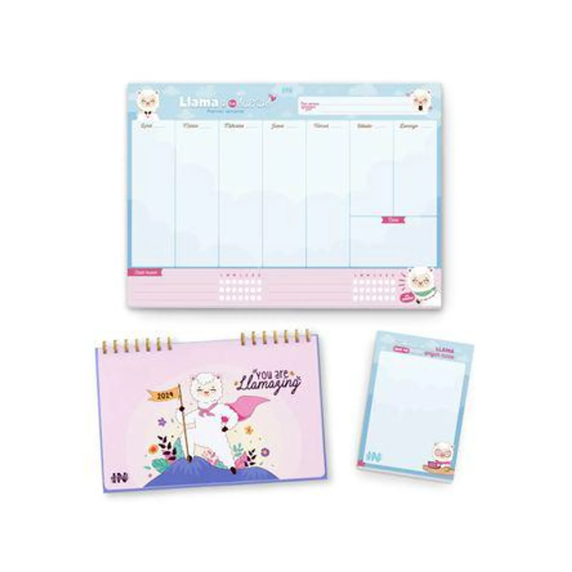 Pack Ingenial Llami: Calendario 2024 + Planner + Block de Notas