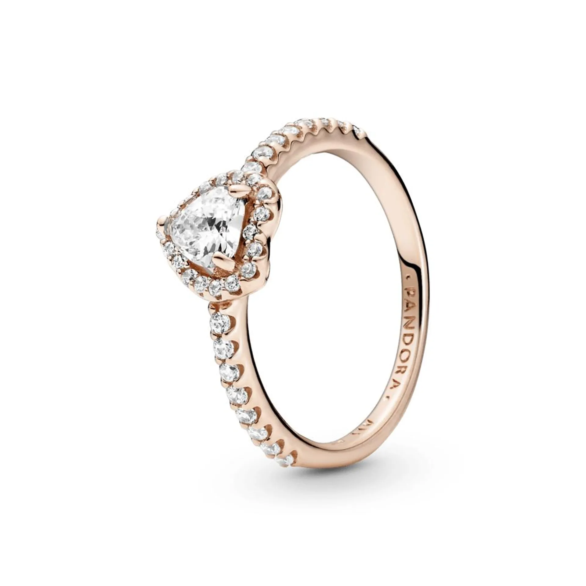 Anillo de Corazón Elevado Brillante Recubrimiento en Oro Rosa de 14K