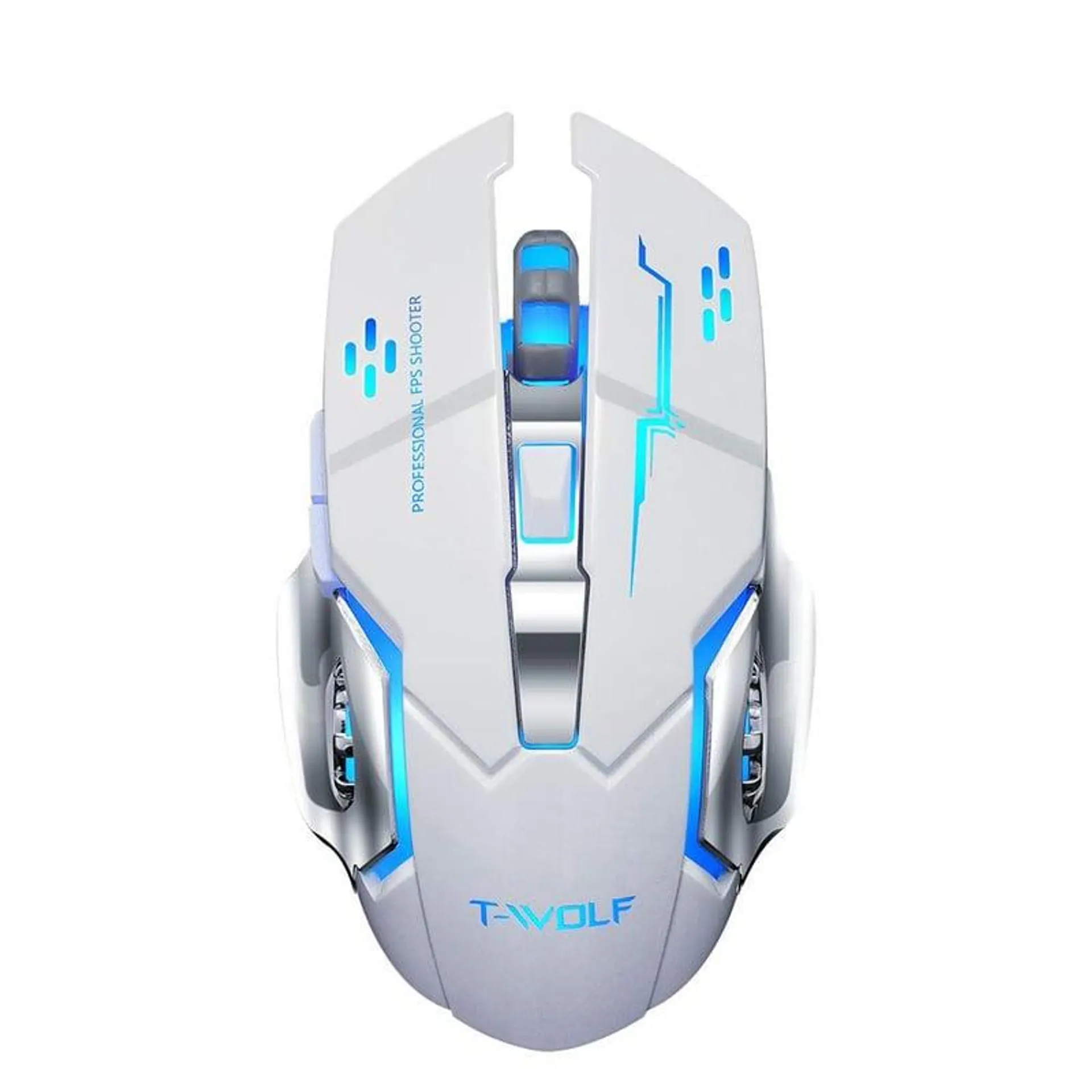 MOUSE INALAMBRICO GAMER RECARGABLE LUZ RGB - Twolf Blanco