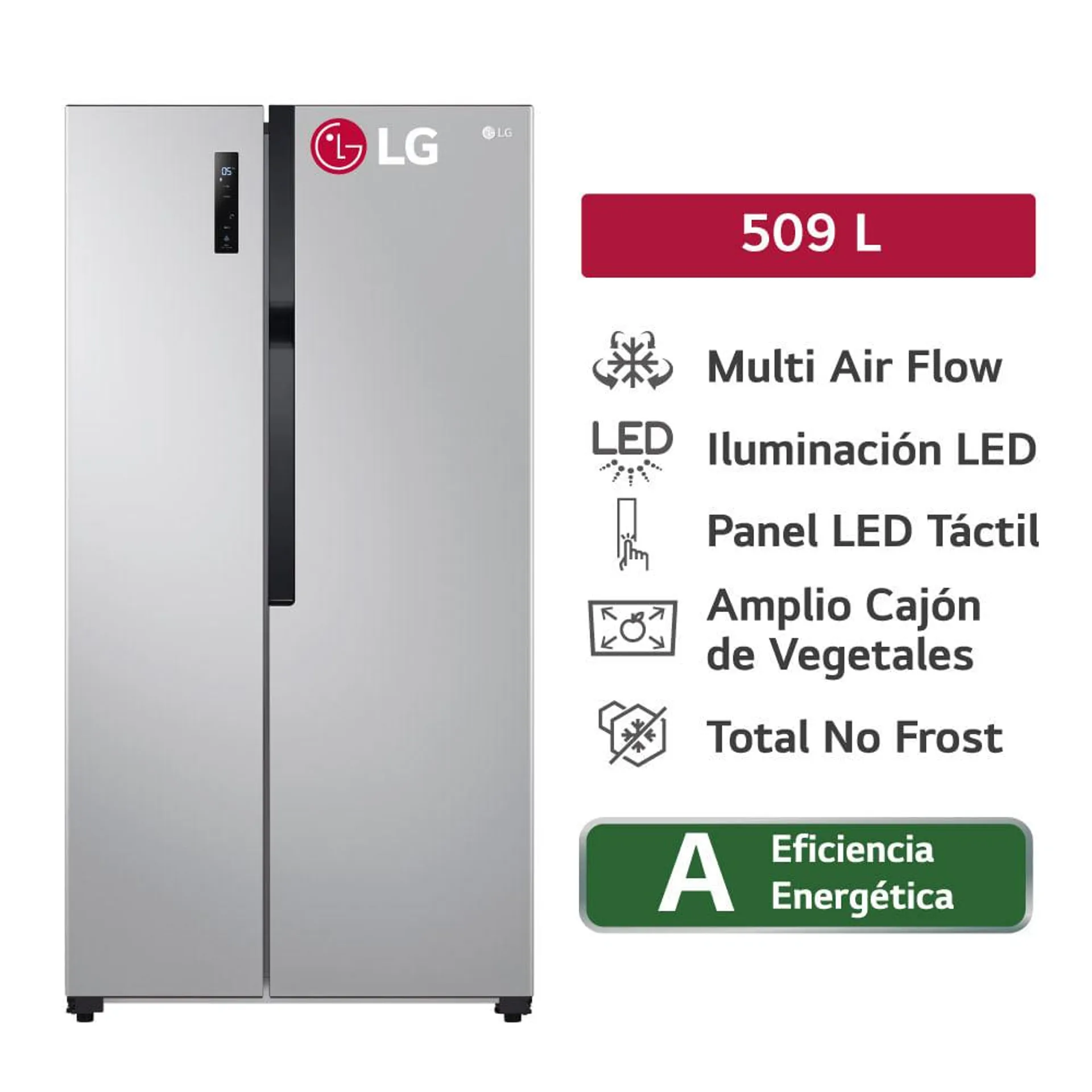 Refrigerador Side by Side LG LS51BPP 509L Multi Air Flow Plateada