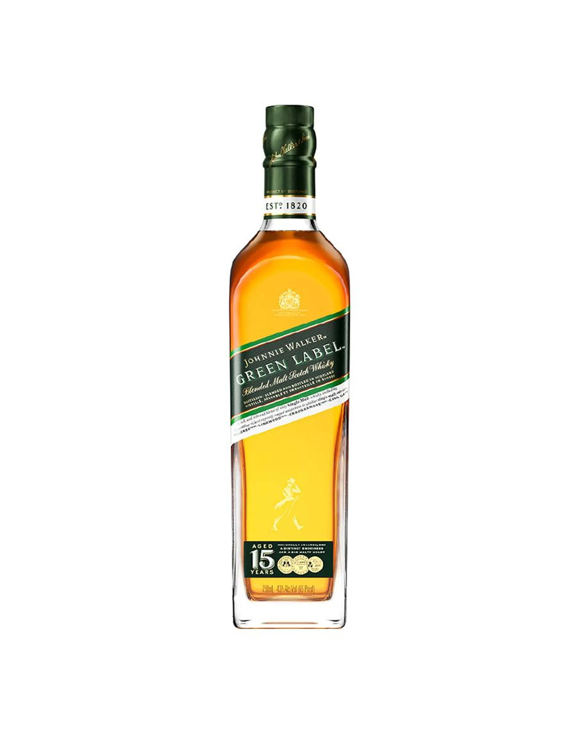 WHISKY JOHNNIE WALKER GREEN LABEL 15 AÑOS 750ML