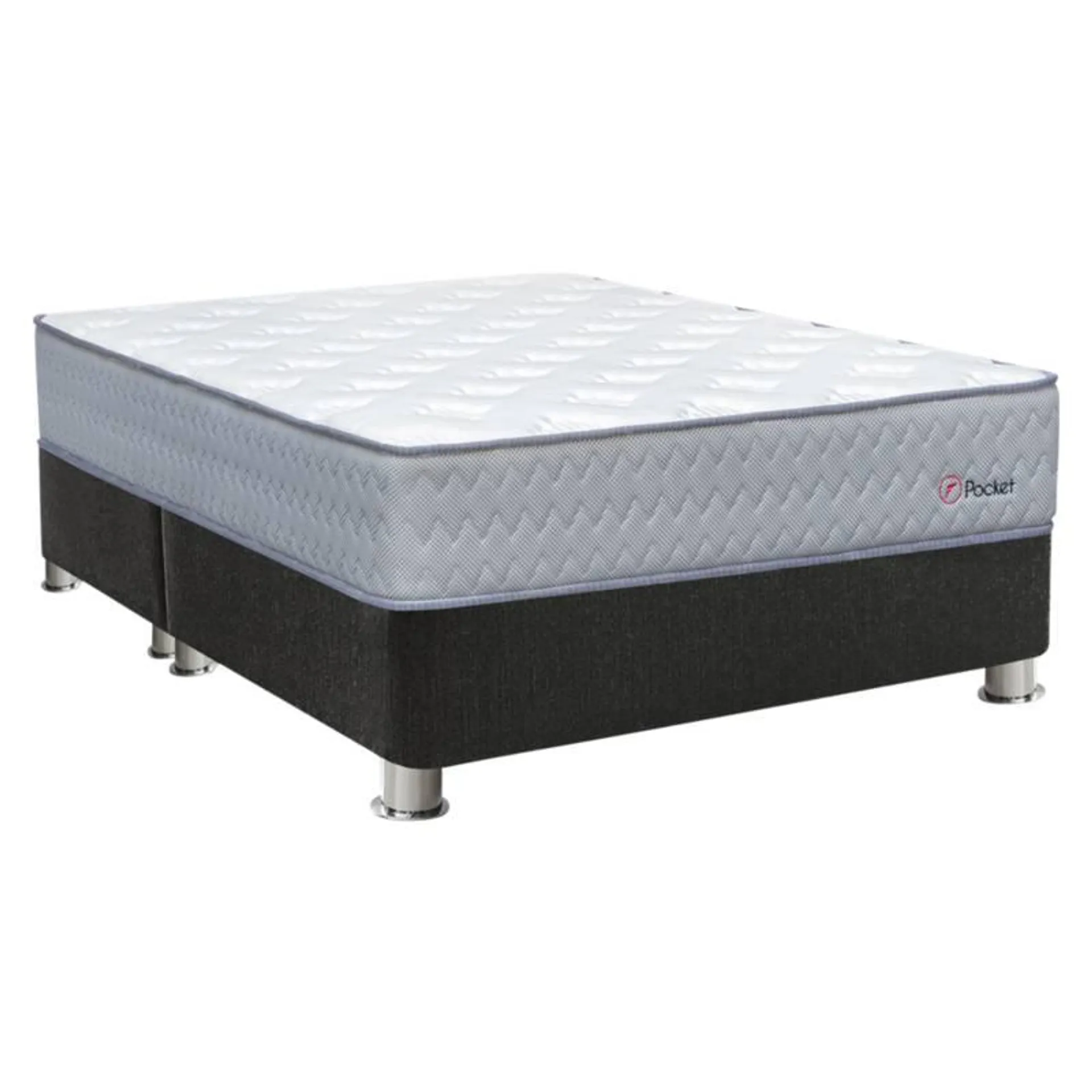 Cama Americana Pocket Forli Queen + Colchón + 2 Almohadas + Protector