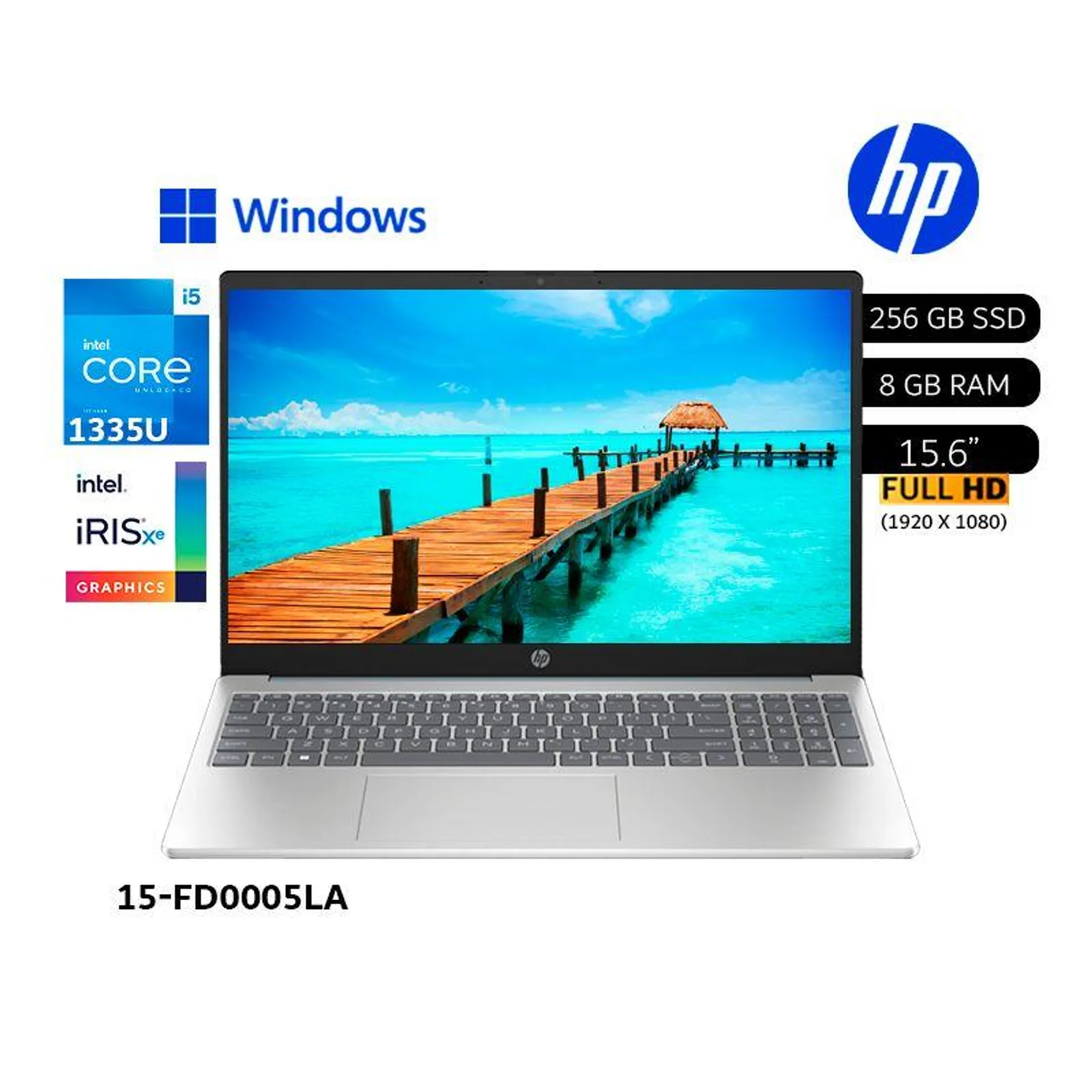 Laptop HP 15-fd0005la Core I5- 1335U / 8GB DDR4 / 256GB SSD / 15.6" FHD / Wind - 802N7LA