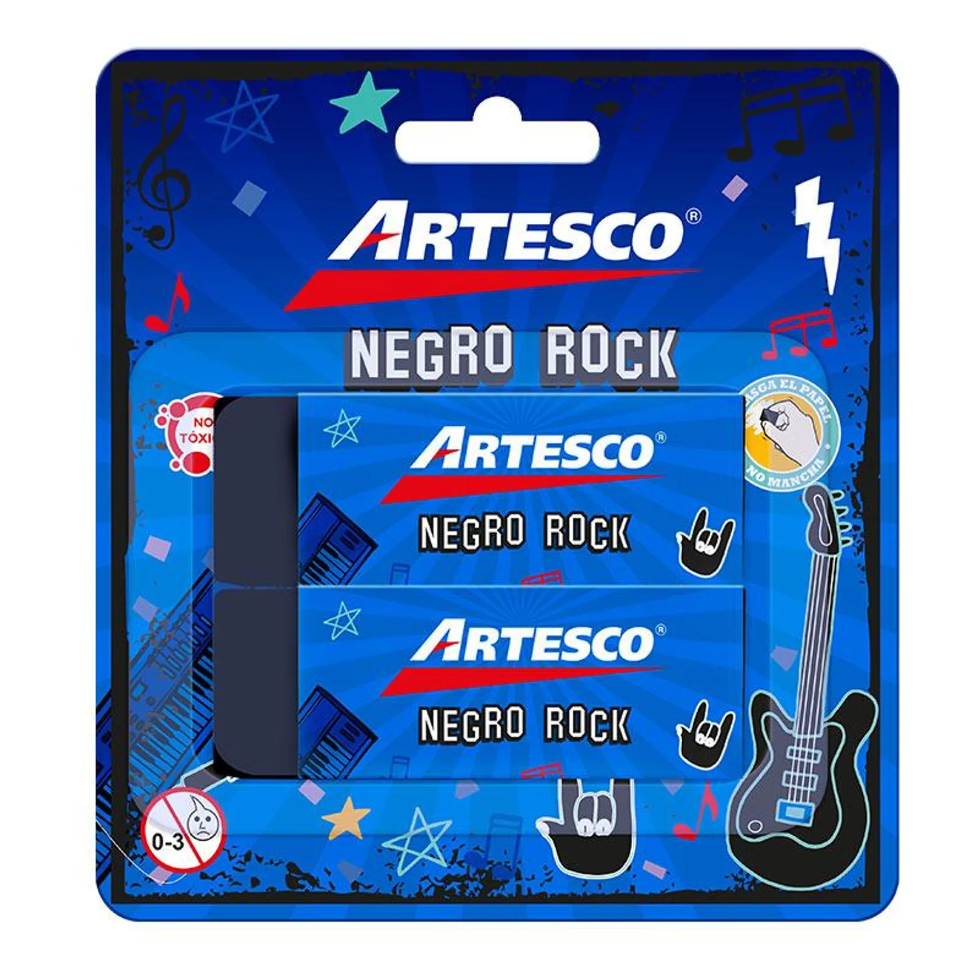 Borrador Artesco Negro Rock Blister x2