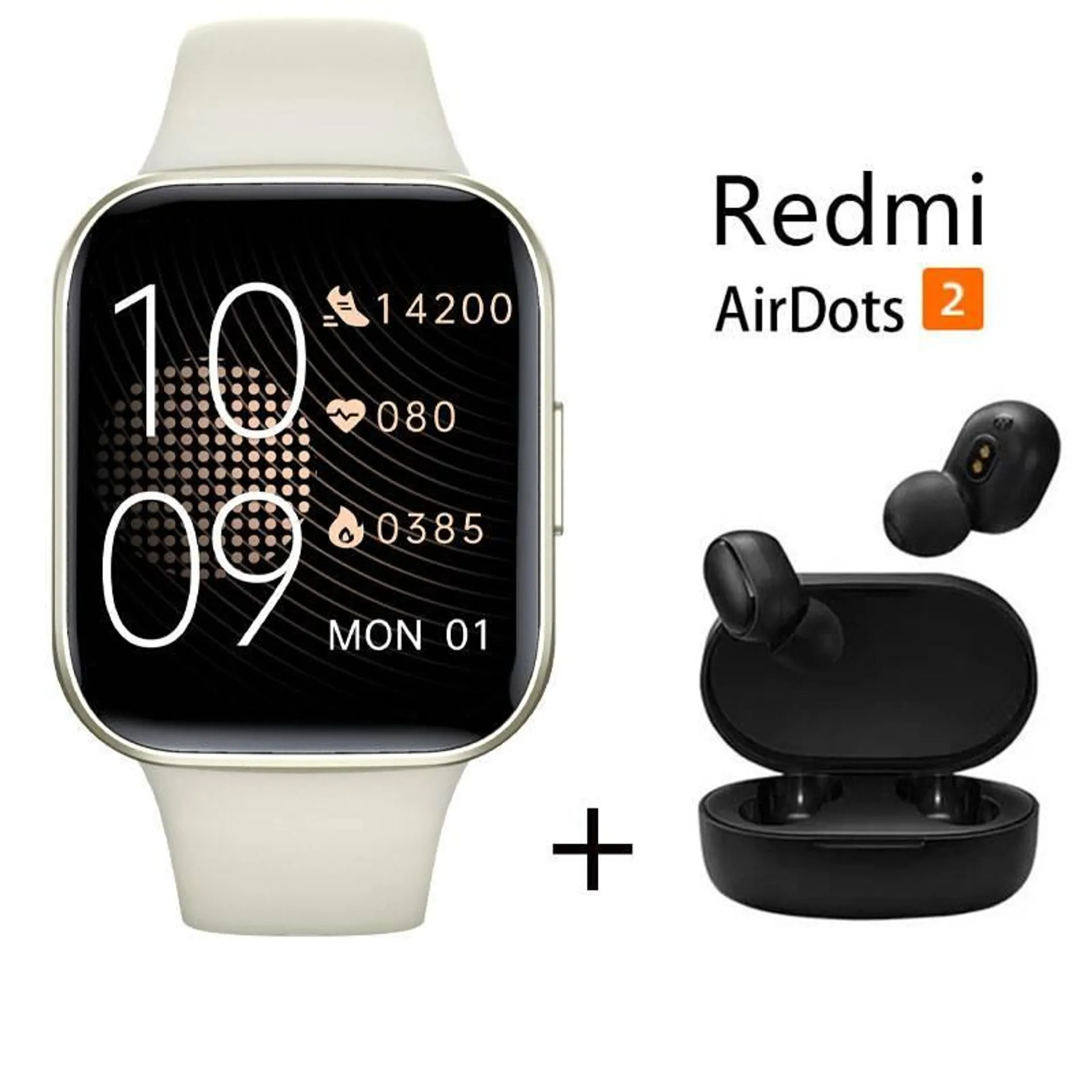 Reloj inteligente Y83 + combo XIAOMI Redmi AirDots 2 - Dorado