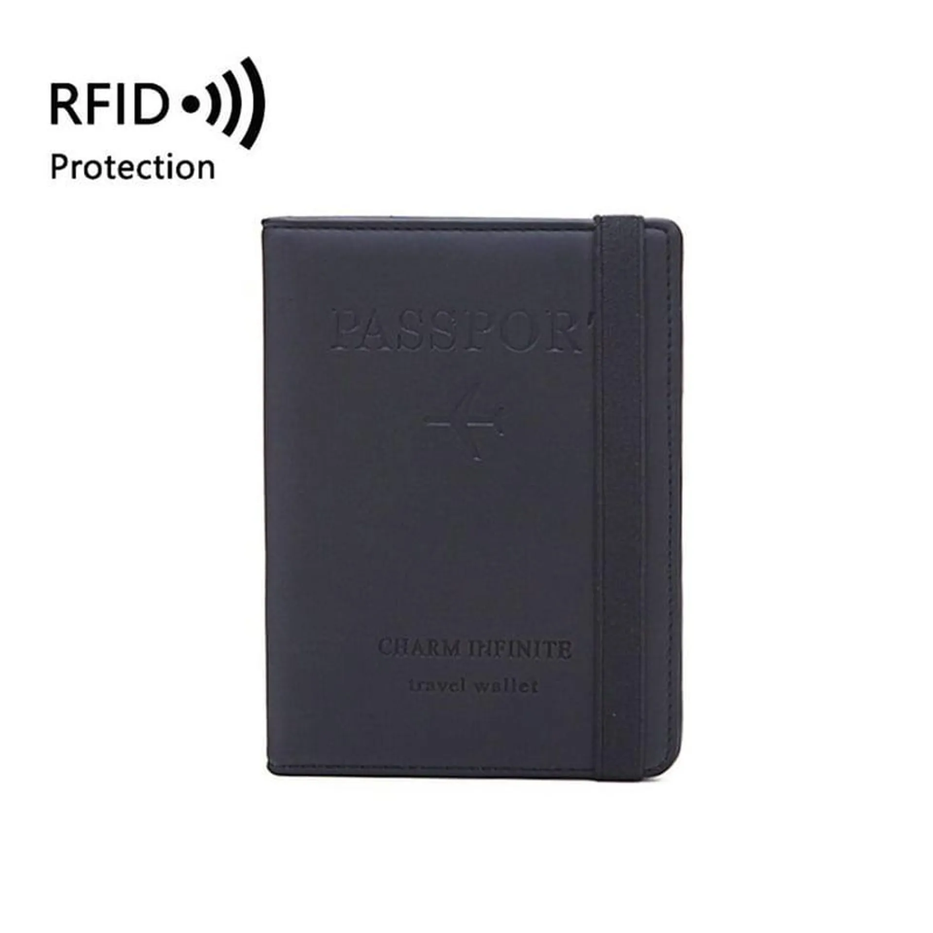 Porta Pasaporte Travel Wallet Modelo RFID BLOCKING - Negro