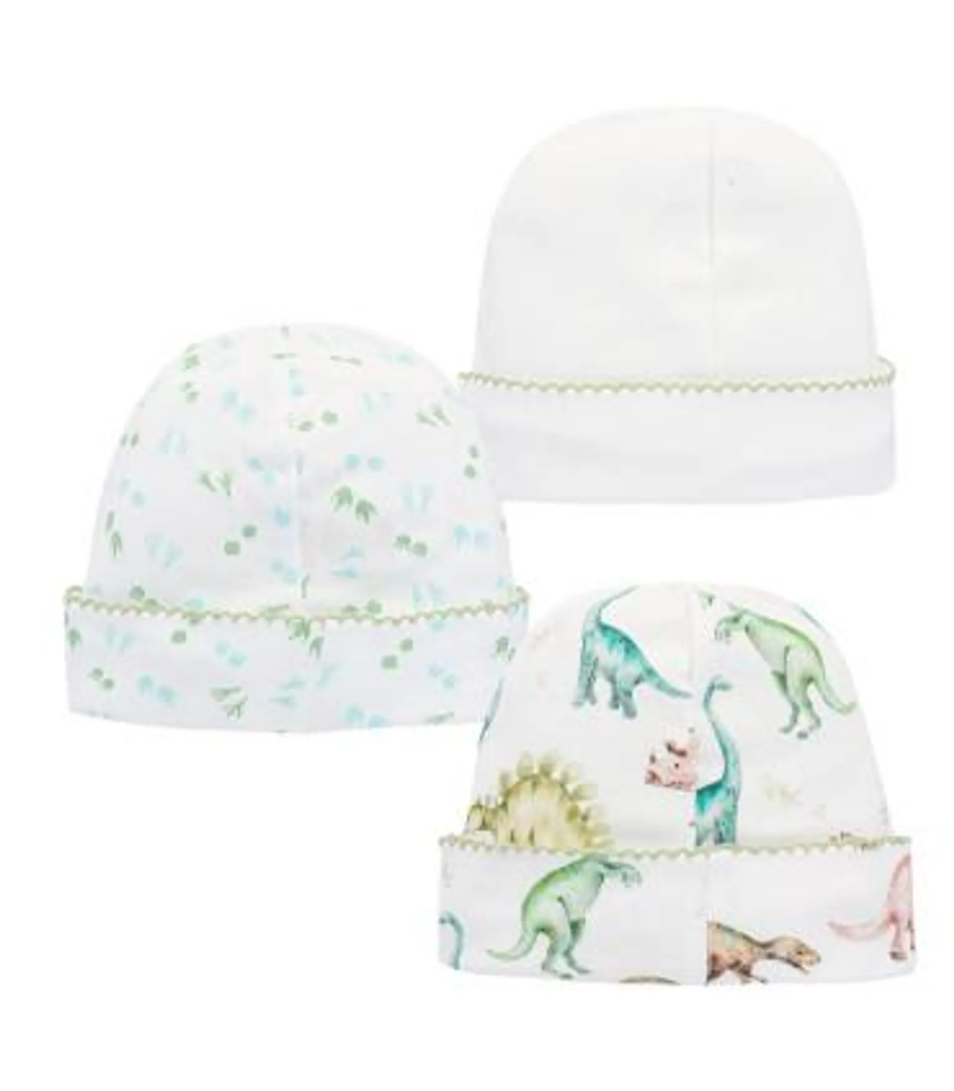 Pack de 3 gorros de 100% Algodón Pima | Colección Baby Dinosaurs