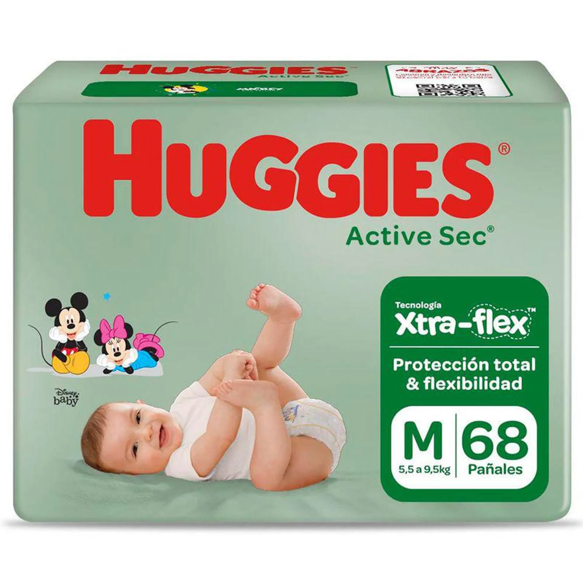 Pañales para Bebé Huggies Active Sec Talla M Paquete 68 unid
