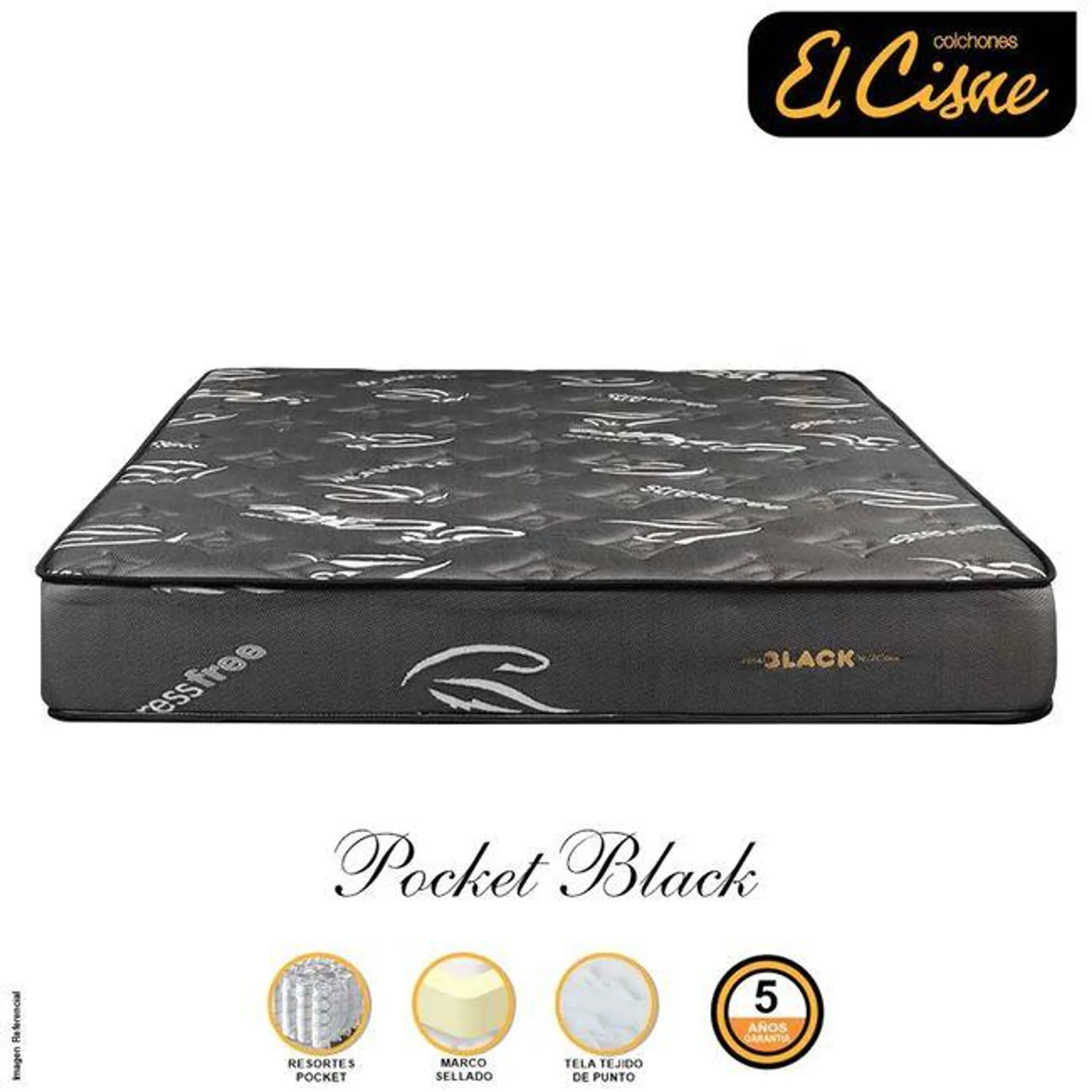 Colchón EL CISNE Pocket Black 2 Plazas