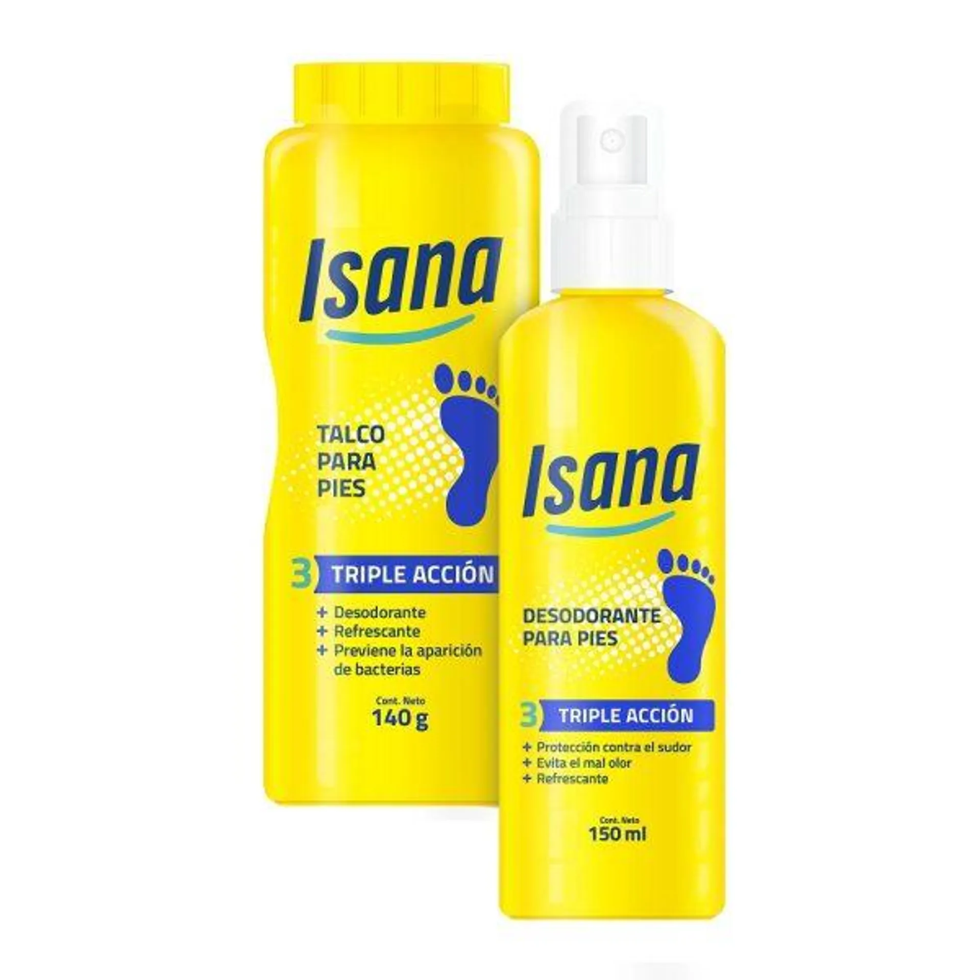 Talco para Pies ISANA Triple Acción 140g + Desodorante 150ml