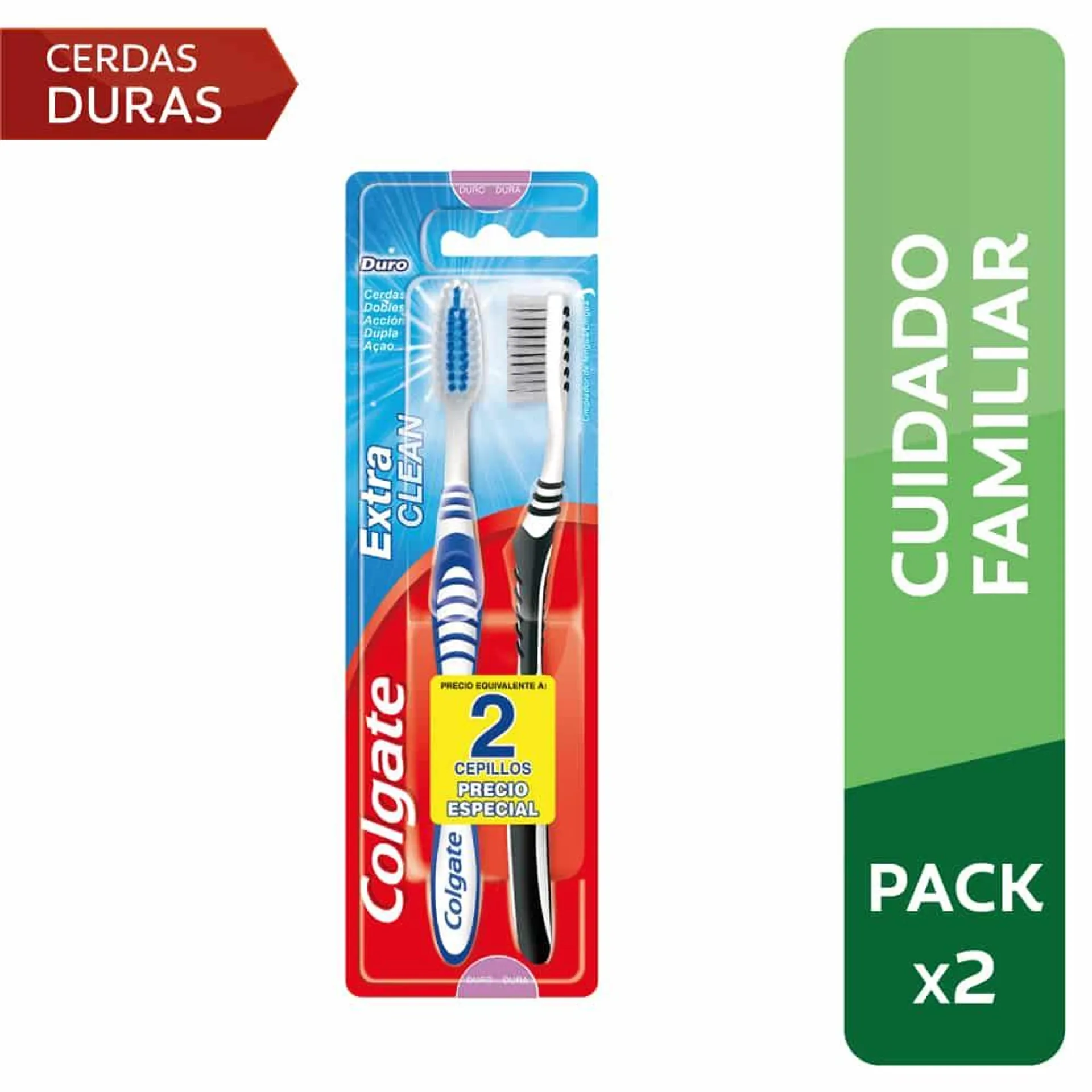 Colgate Cepillo Extra Clean Duro x 2 Unidades