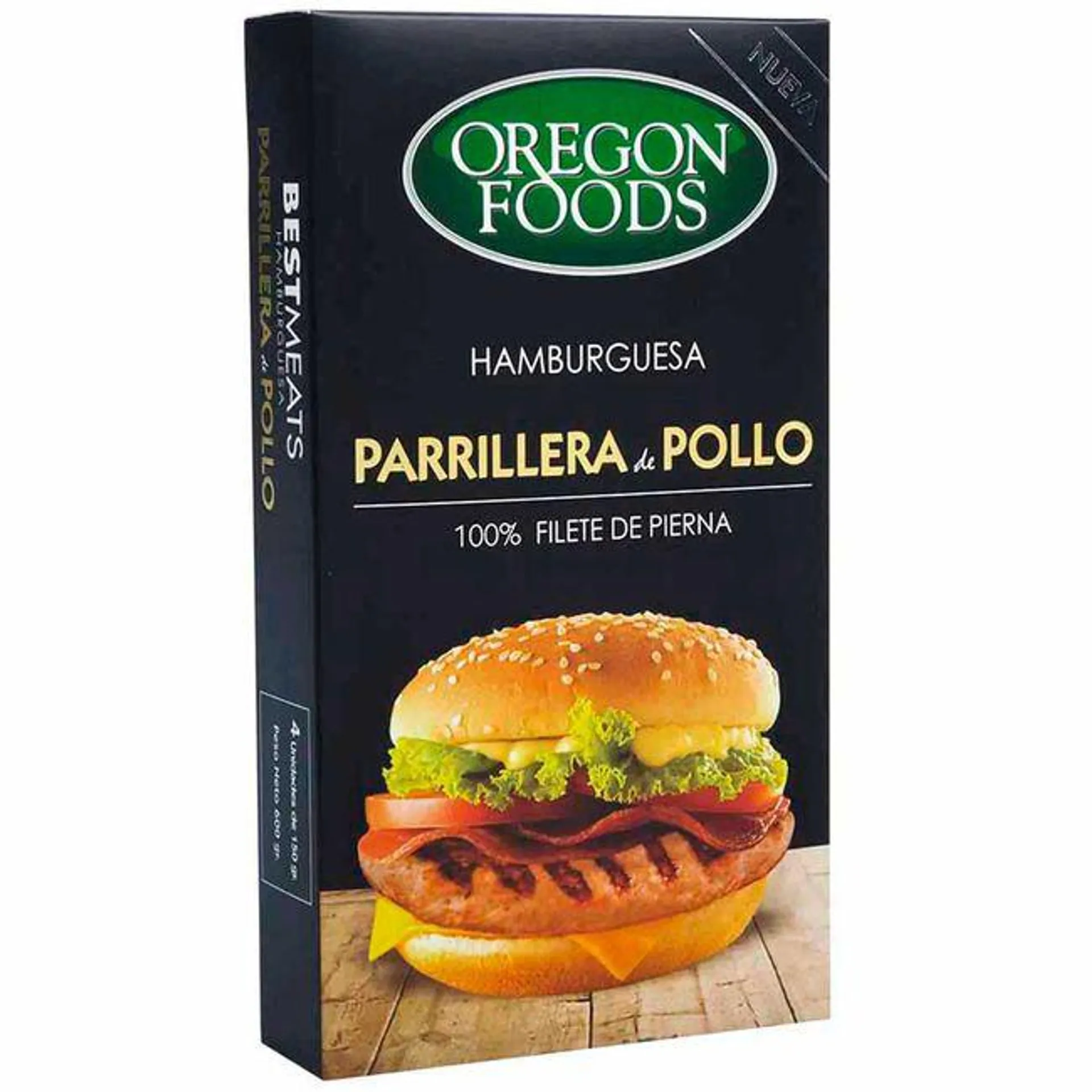 Hamburguesa OREGON FOODS Parrillera de Pollo Caja 4un