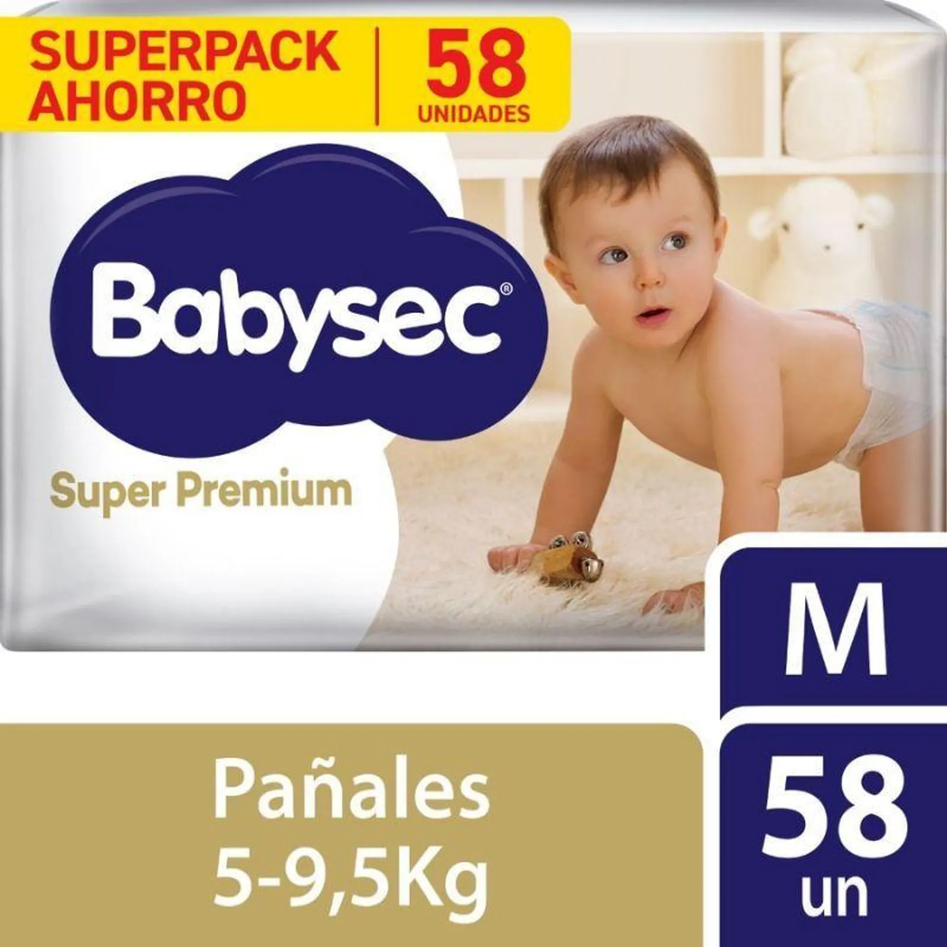 Pañal Babysec Super Premium Talla M - Bolsa 58 UN