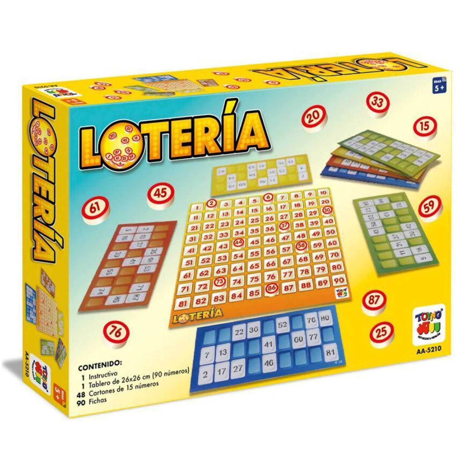 Juego De Mesa Toyng Lotería Fichas De Madera 48 Cartones