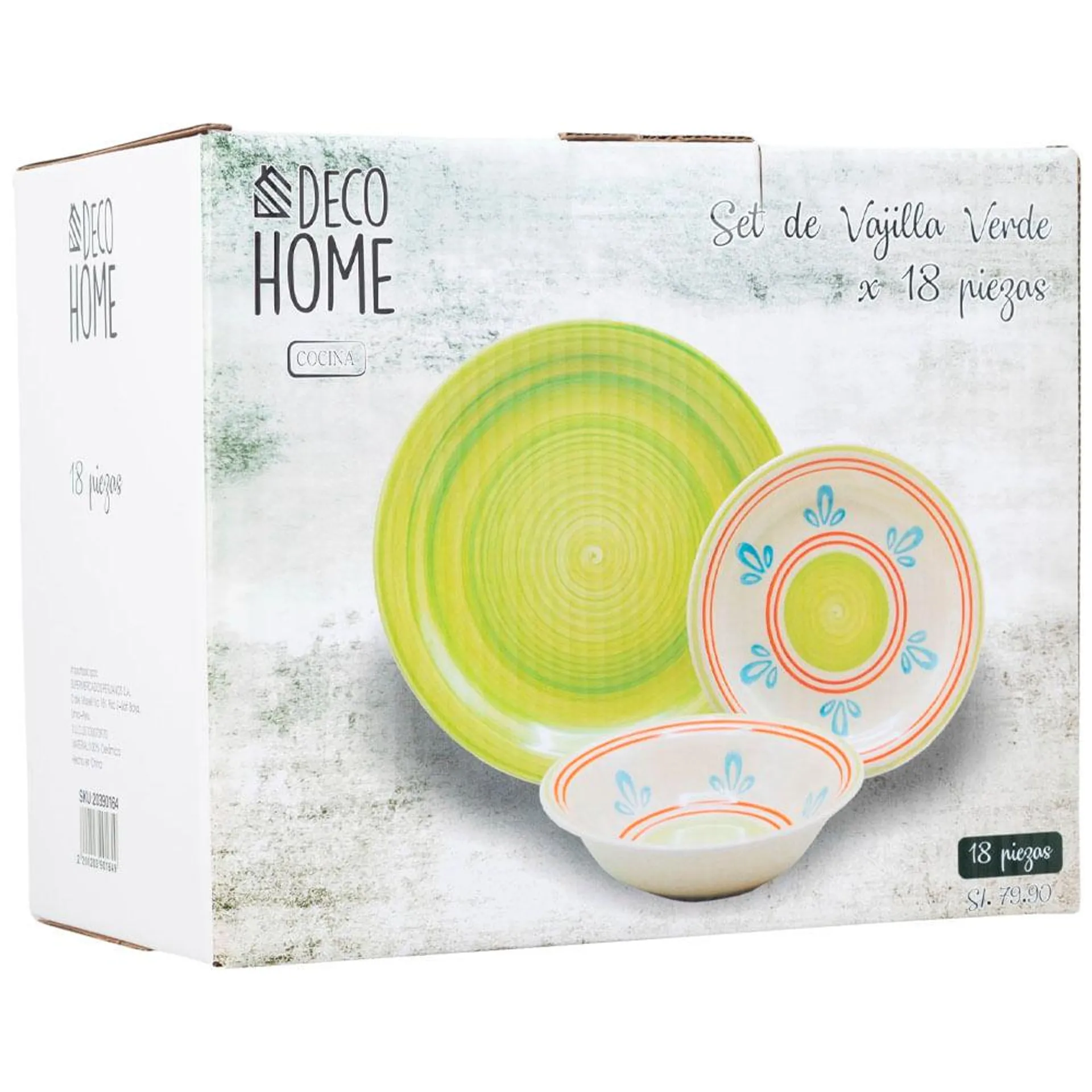 Set de Vajilla DECO HOME Verde 18pzas