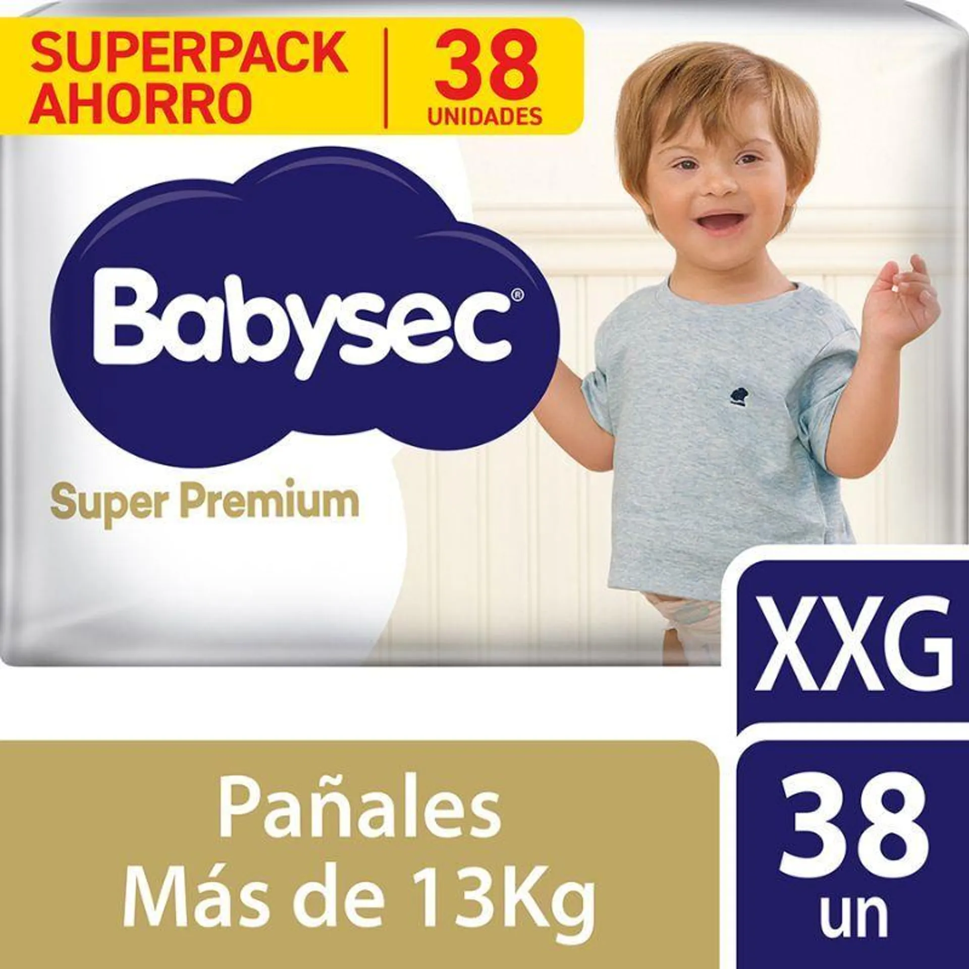 Pañal Babysec Super Premium Talla XXG - Bolsa 38 UN