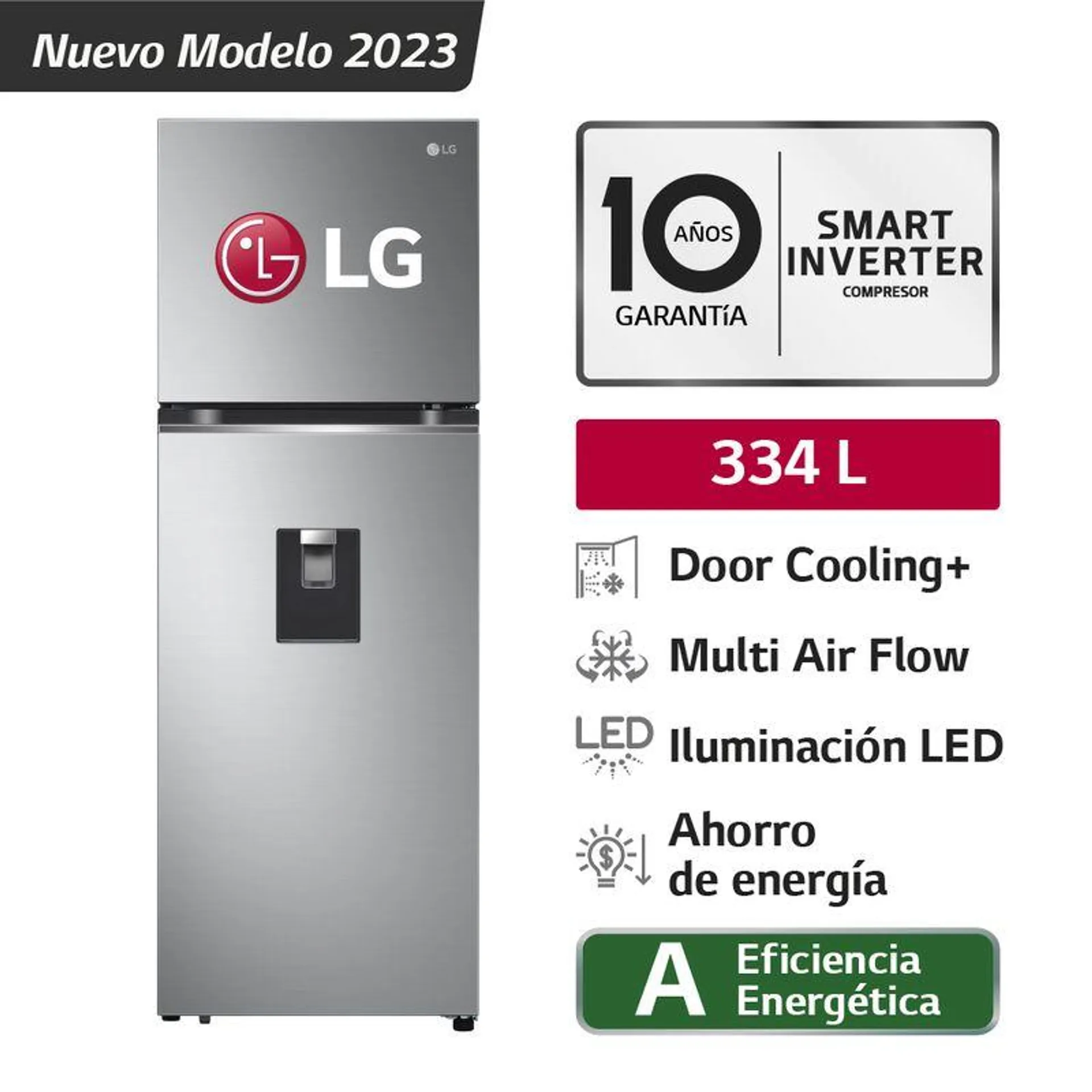 Refrigeradora Top Freezer LG GT33WPP 334L Door Cooling Plateada