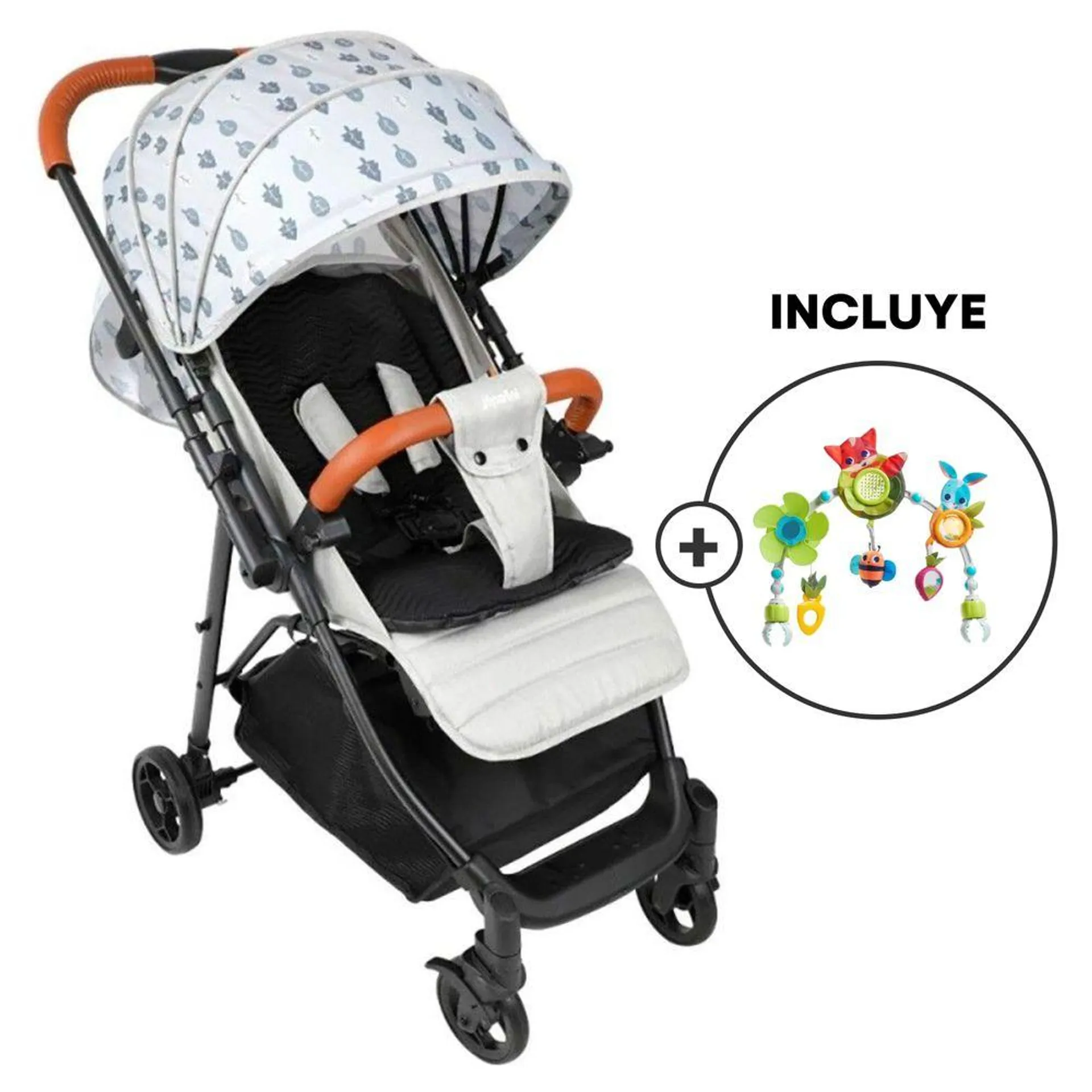 Coche De Paseo Para Bebe Infanti Forest Gris + Juguete Para Coche Tiny Love Meadow Days