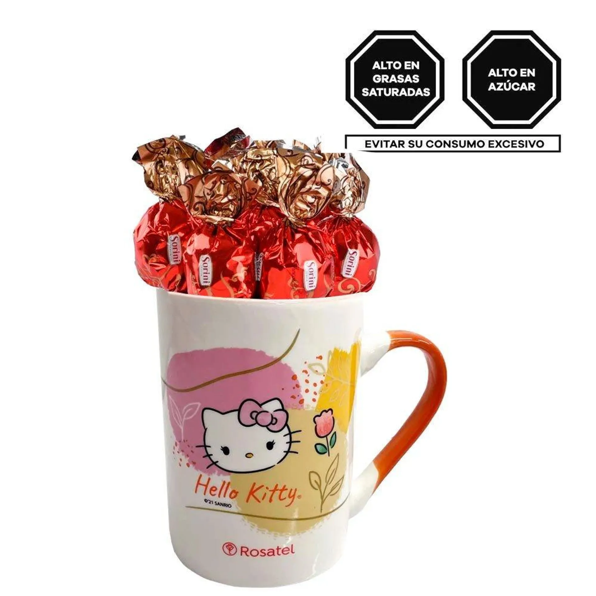 Taza Línea Floral Hello Kitty con Bombones Sorini