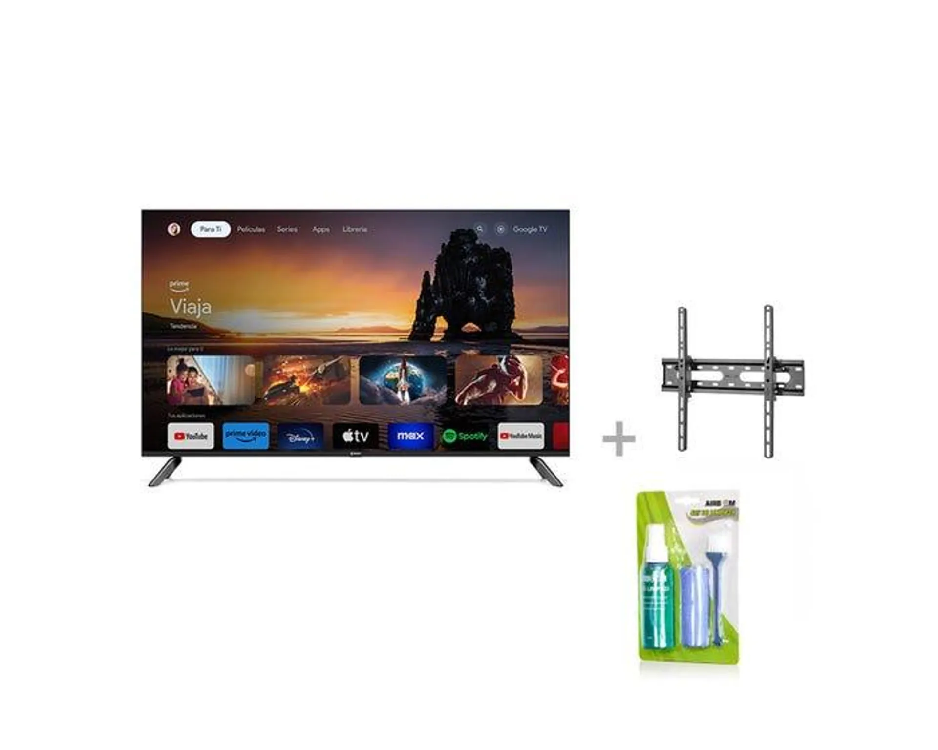 Televisor Miray LED 4K UHD Smart 50" MK50-T1000GBT + Soporte Fijo Miray SFM-32_70 + Kit de Limpieza Airboom AB C3/60ml