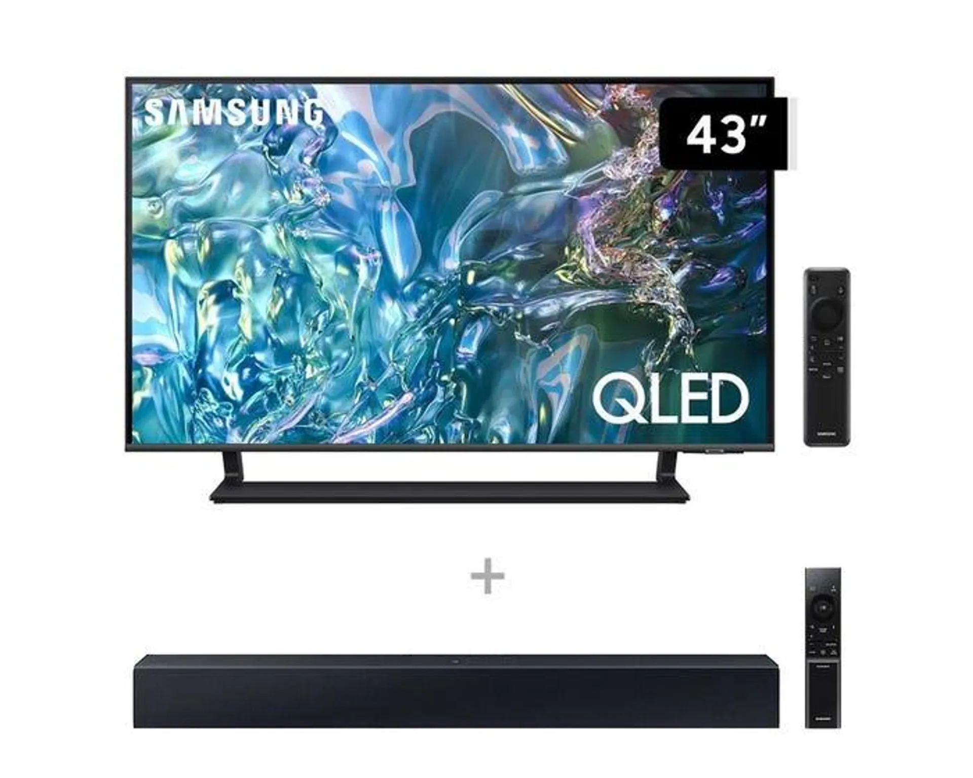 Televisor Samsung Smart TV 43" 4K QLED QN43Q65DAGXPE + Soundbar Samsung Bluetooth 2.0Ch HW-C400/PE