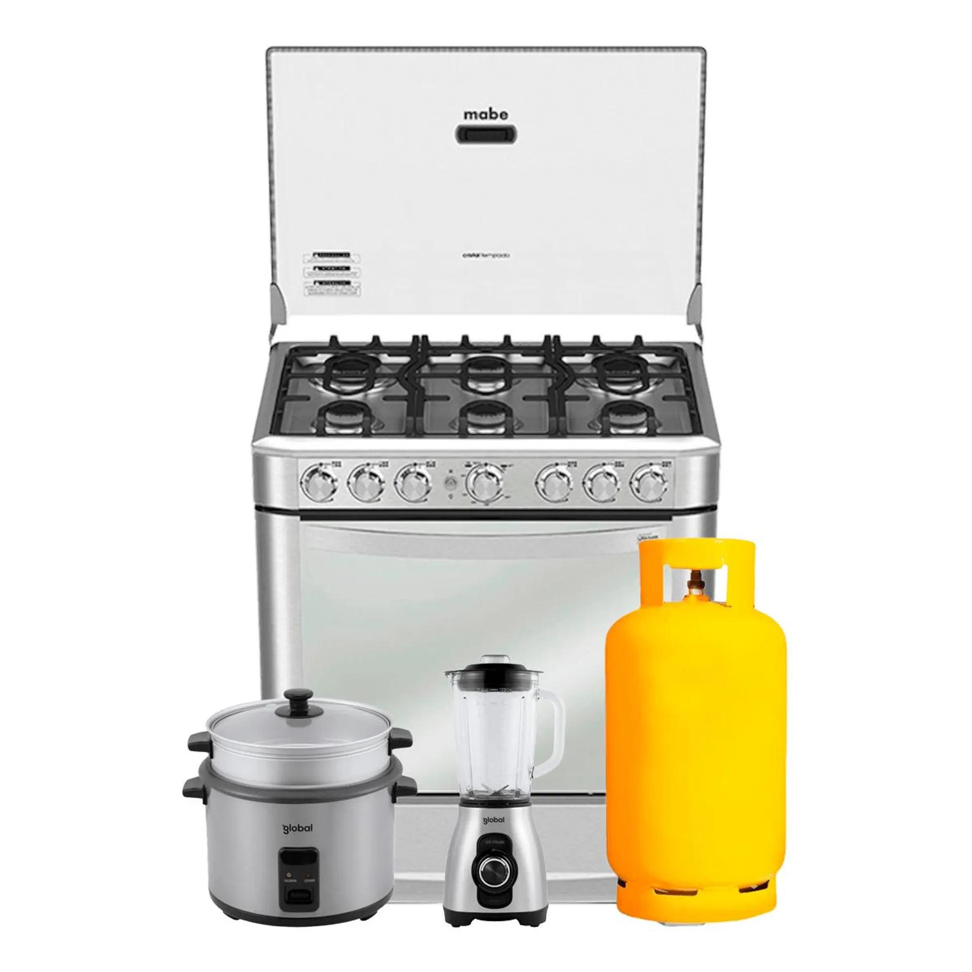 Mabe - Cocina a gas 76cm EM7630FX0 | Acero Inoxidable