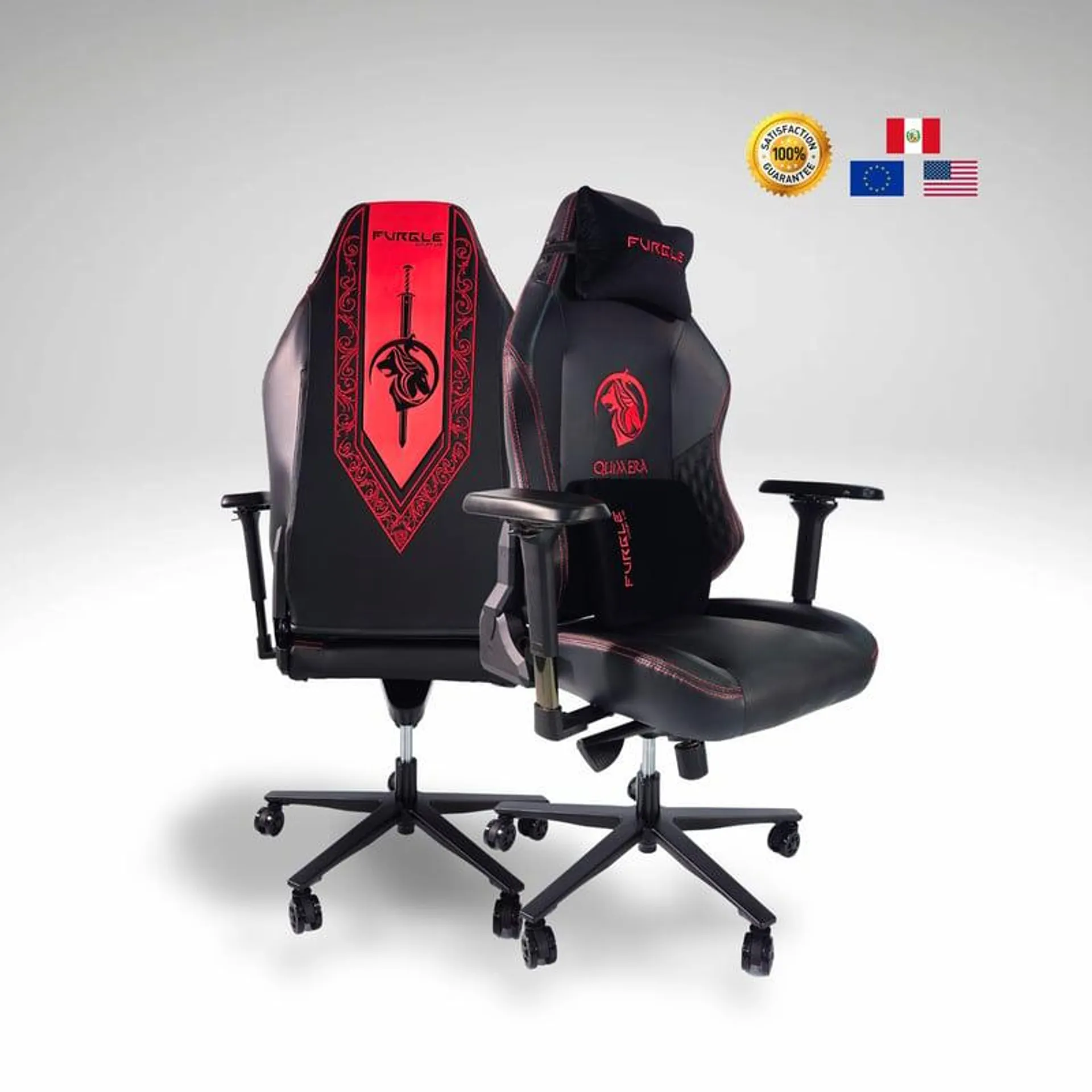 Silla Gamer Furgle Luxury Lab Tecnología Europea Rojo Quimera