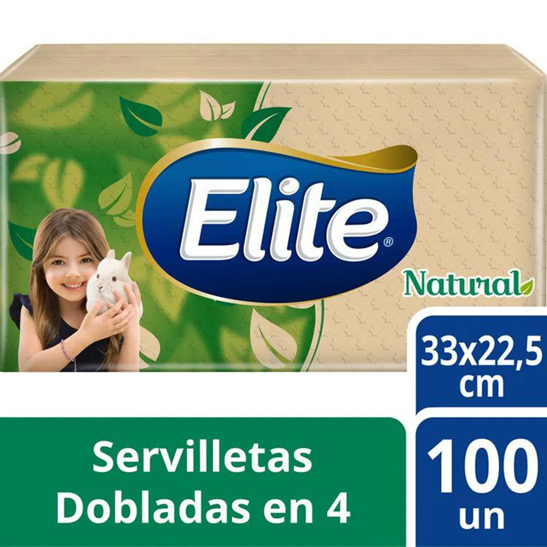 Servilletas Natural Elite Dobladas en 4 Paquete 100 unid