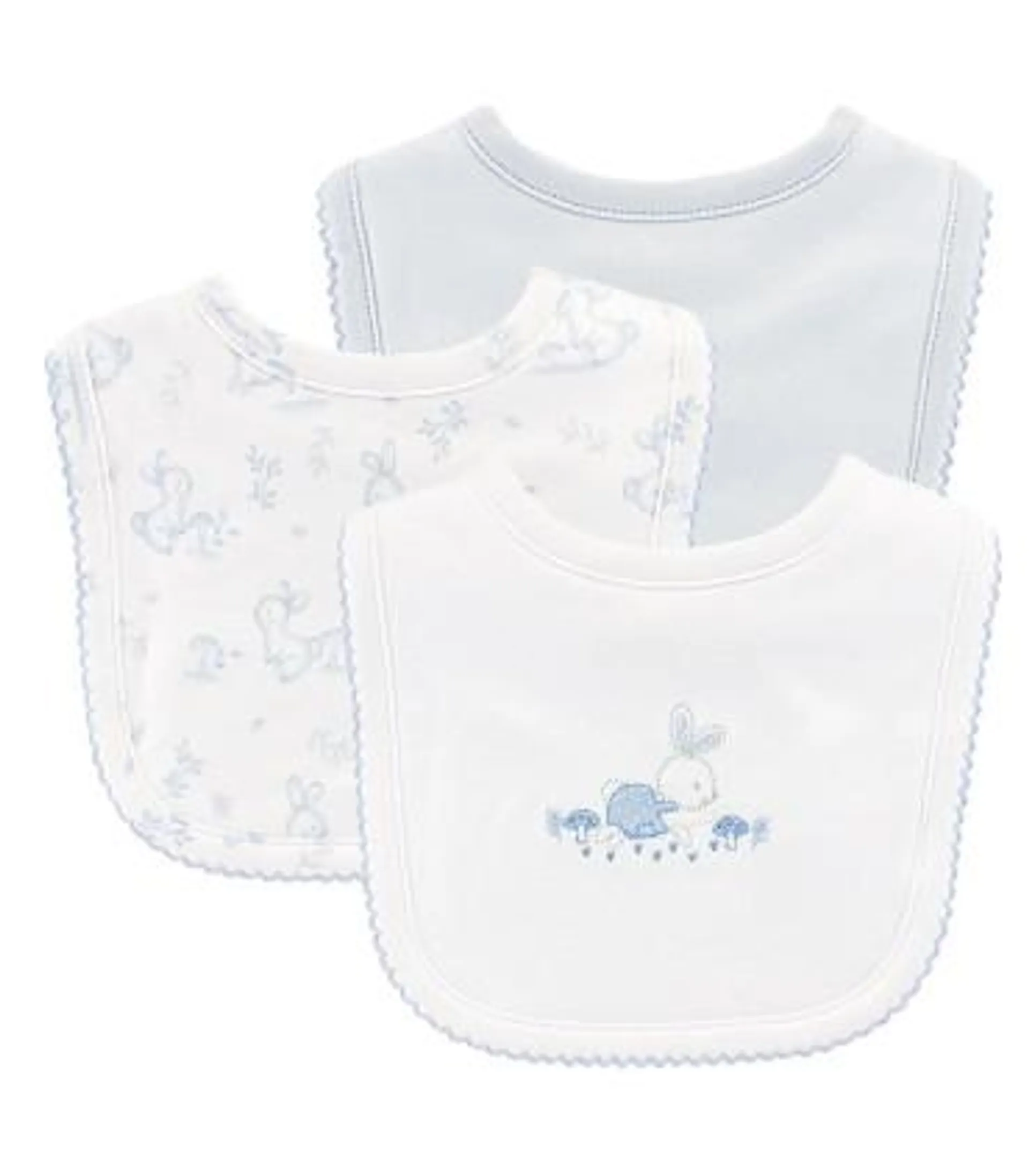 Pack De 3 Baberos De 100% Algodón Pima | Colección Rabbit Garden Blue