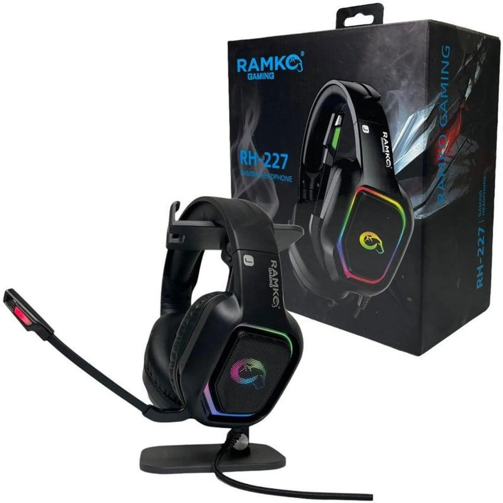 Audífonos gamer premium rh227 ramko con luces y micrófono