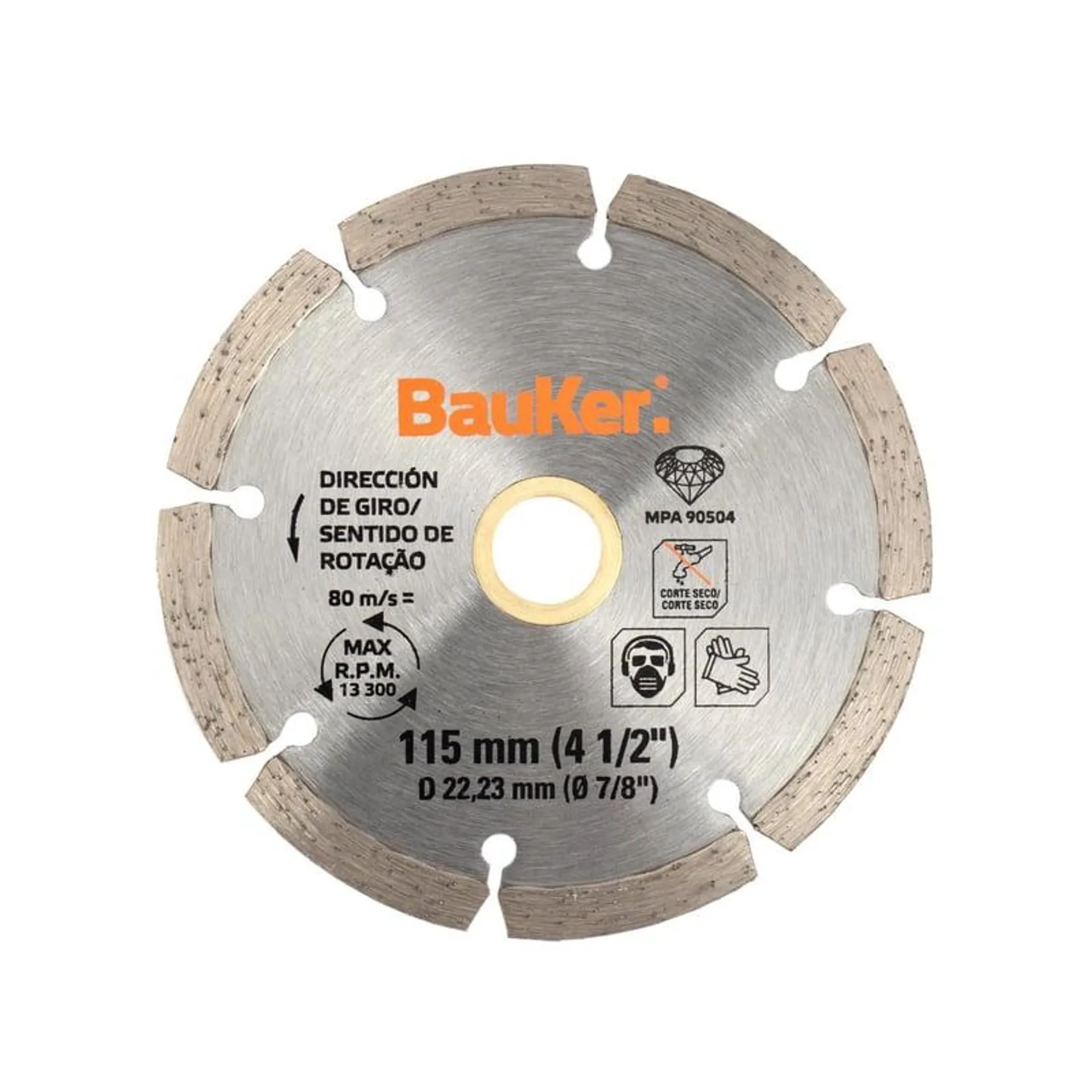 Disco Diamantado Segmentado 4 1/2" Bauker