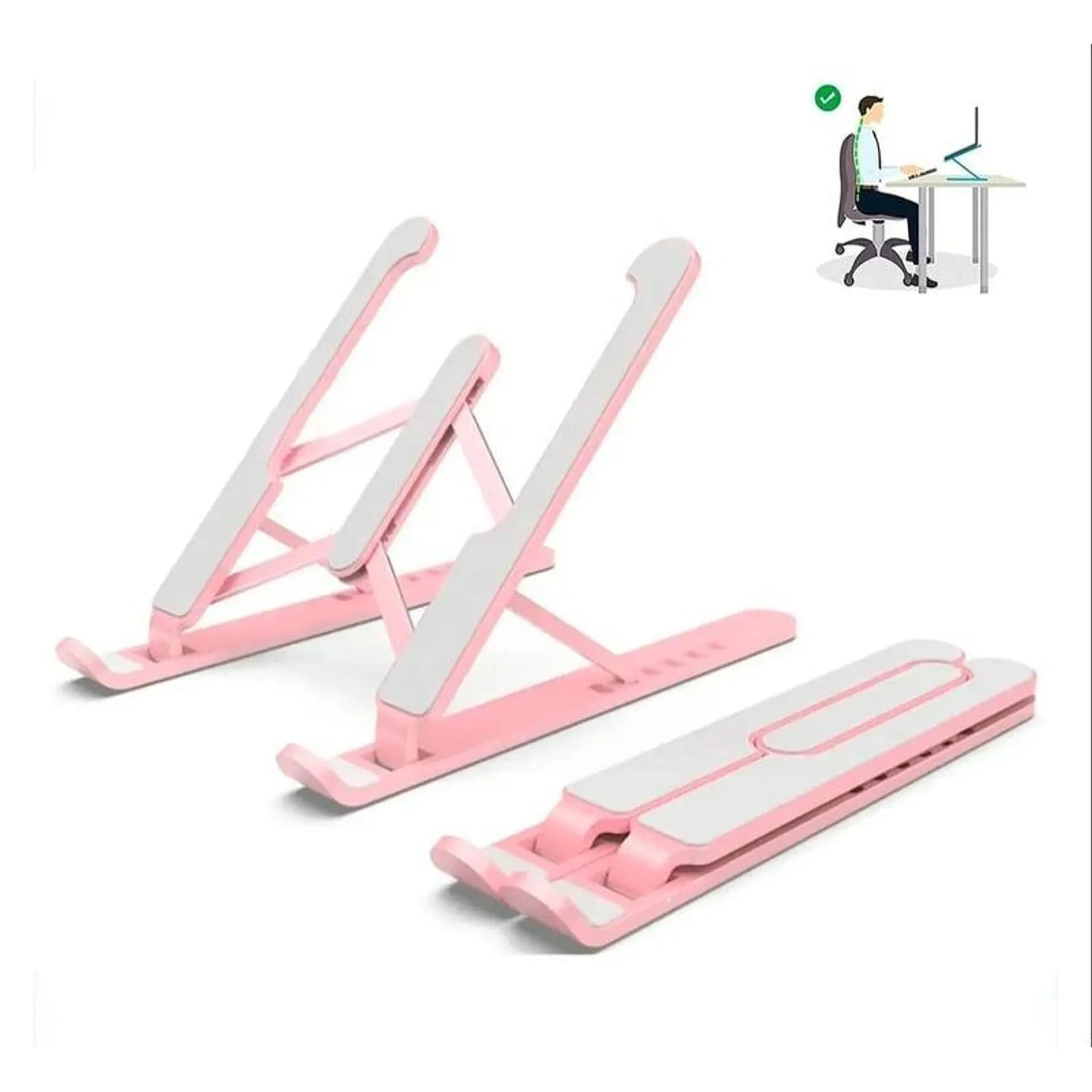 Soporte base para laptop o tablet graduable Rosado