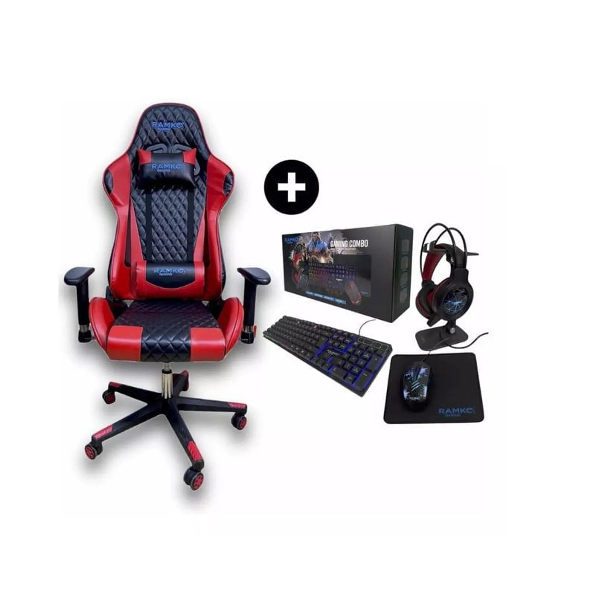 Silla Gamer Rm-914 roja Calidad Premium Ramko + Combo Gamer 4 en 1