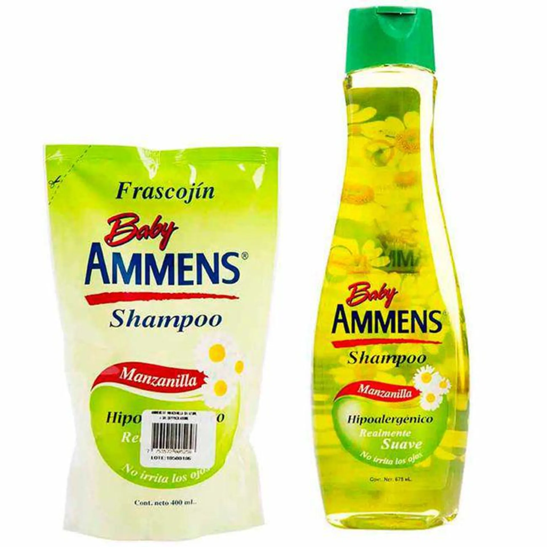 Pack Shampoo AMMENS Manzanilla Botella 675ml + Doypack 400ml