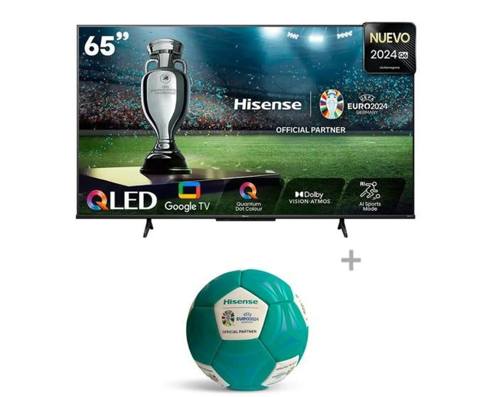 Televisor Hisense Smart TV 65" QLED 4K 65Q6N + PELOTA HISENSE - EURO 2024