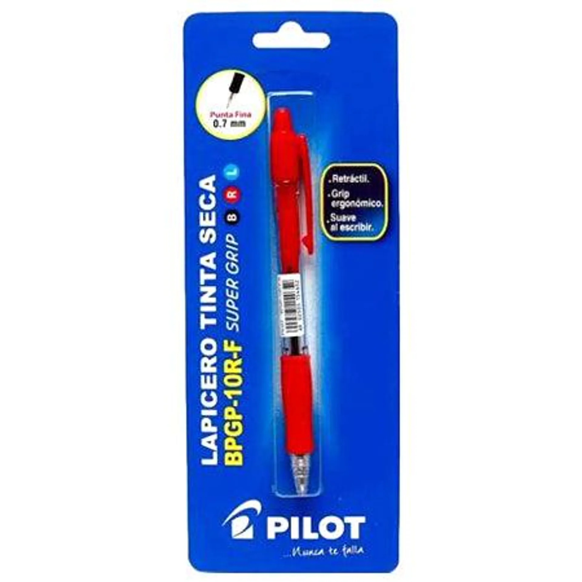 Bolígrafo Pilot Tinta Seca (BPGP-10R) Supergrip Retráctil Blister Rojo