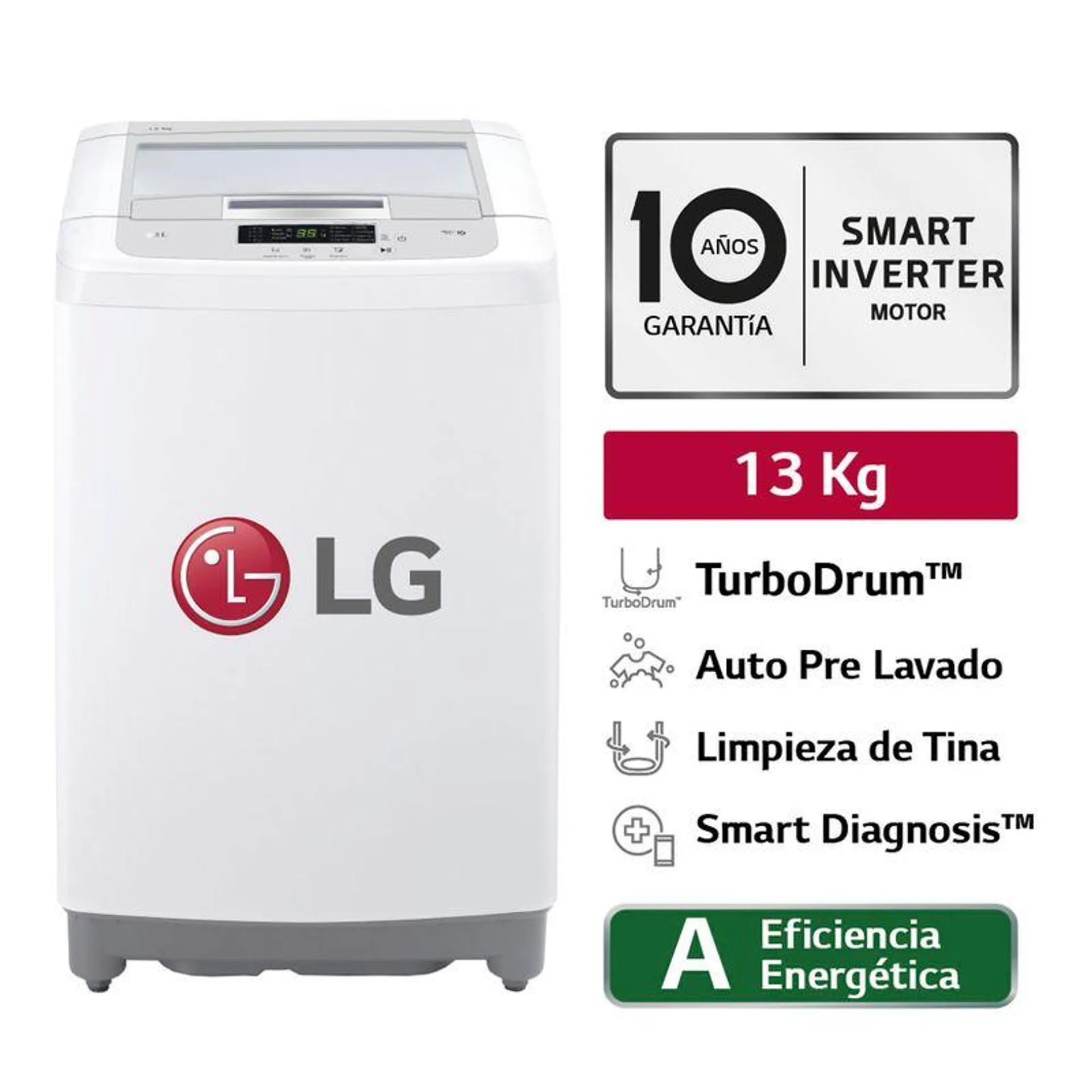 Lavadora Carga Superior LG WT13WPBK 13kg Smart Motion Blanco