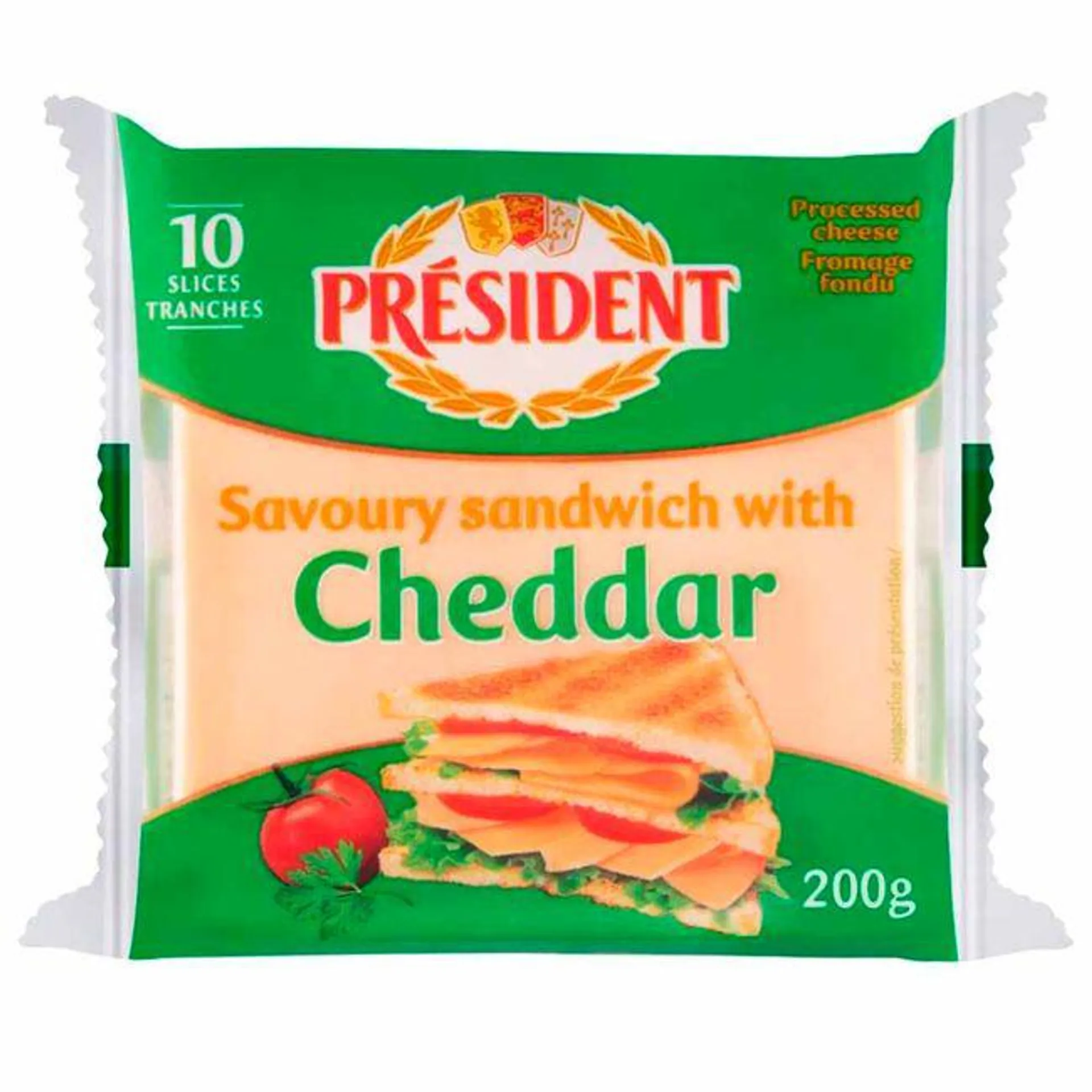 Queso Cheddar en Tajadas PRESIDENT Paquete 200g