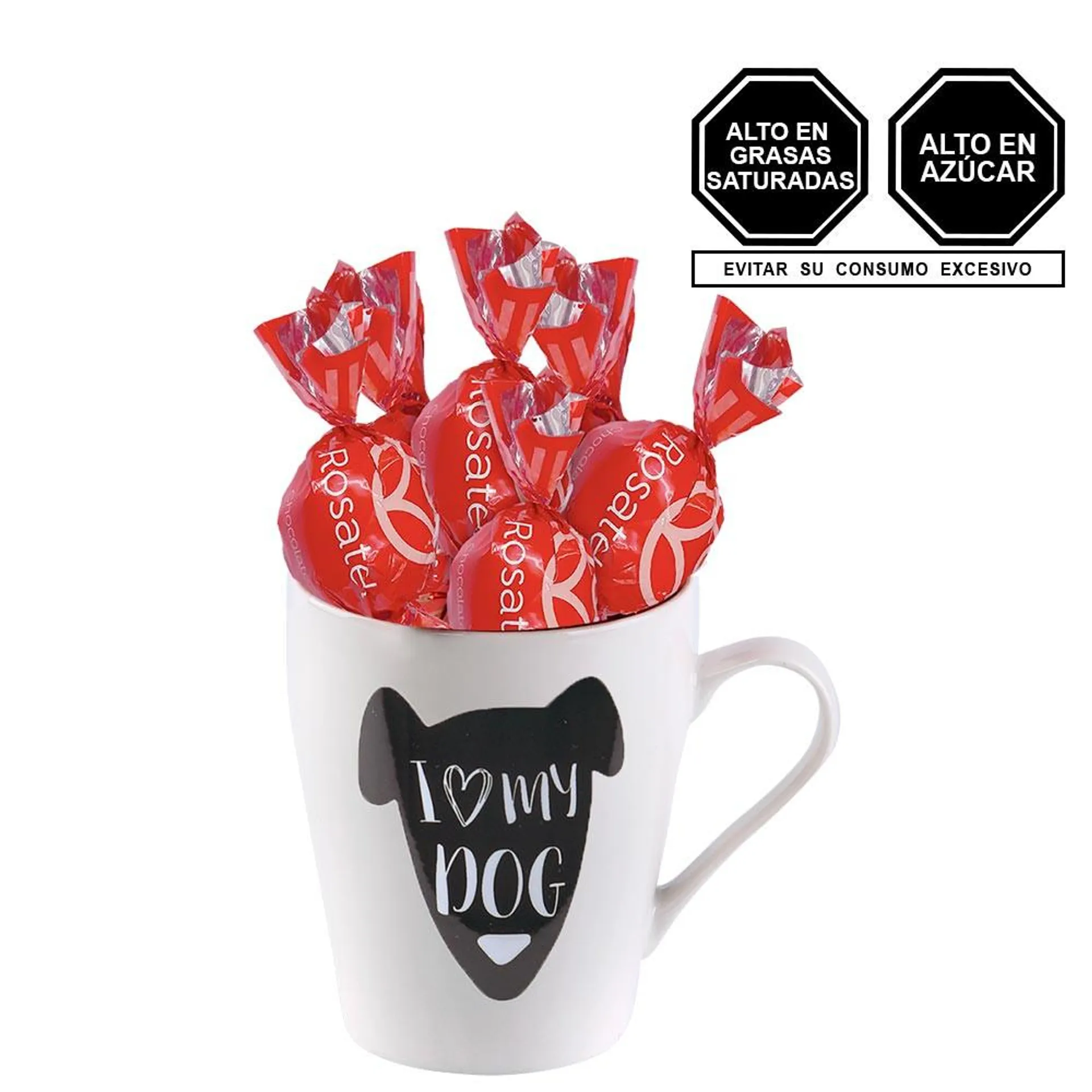 Taza Dog Petlover con Chocolates Cacaosuyo