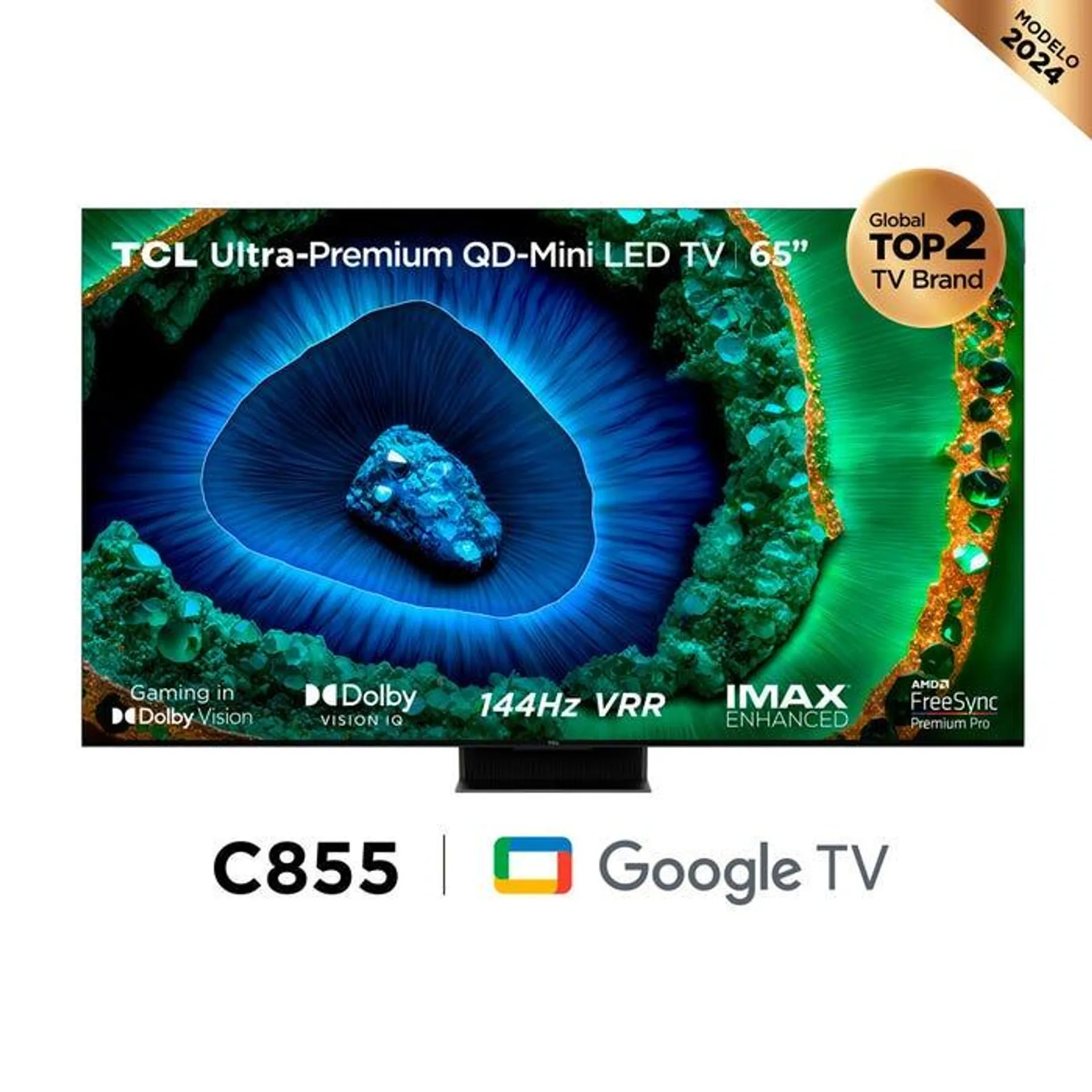 TV TCL 65" Premium QD Mini LED 4K Ultra HD Google TV Smart TV 65C855