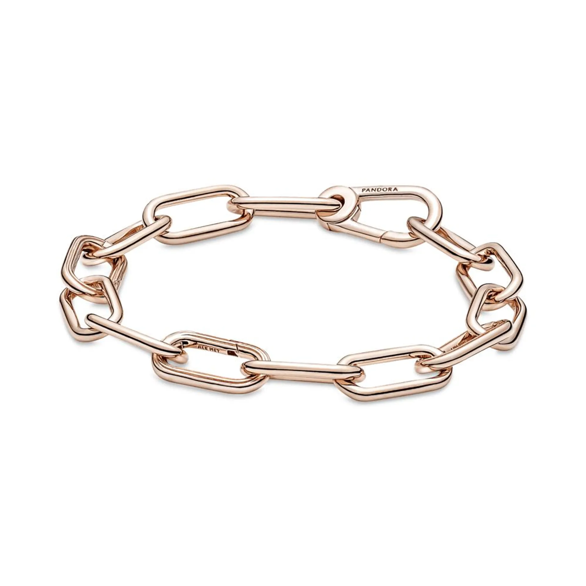 Brazalete De Cadena De Eslabones Tres Conectores Recubrimiento en Oro Rosa De 14K Pandora Me